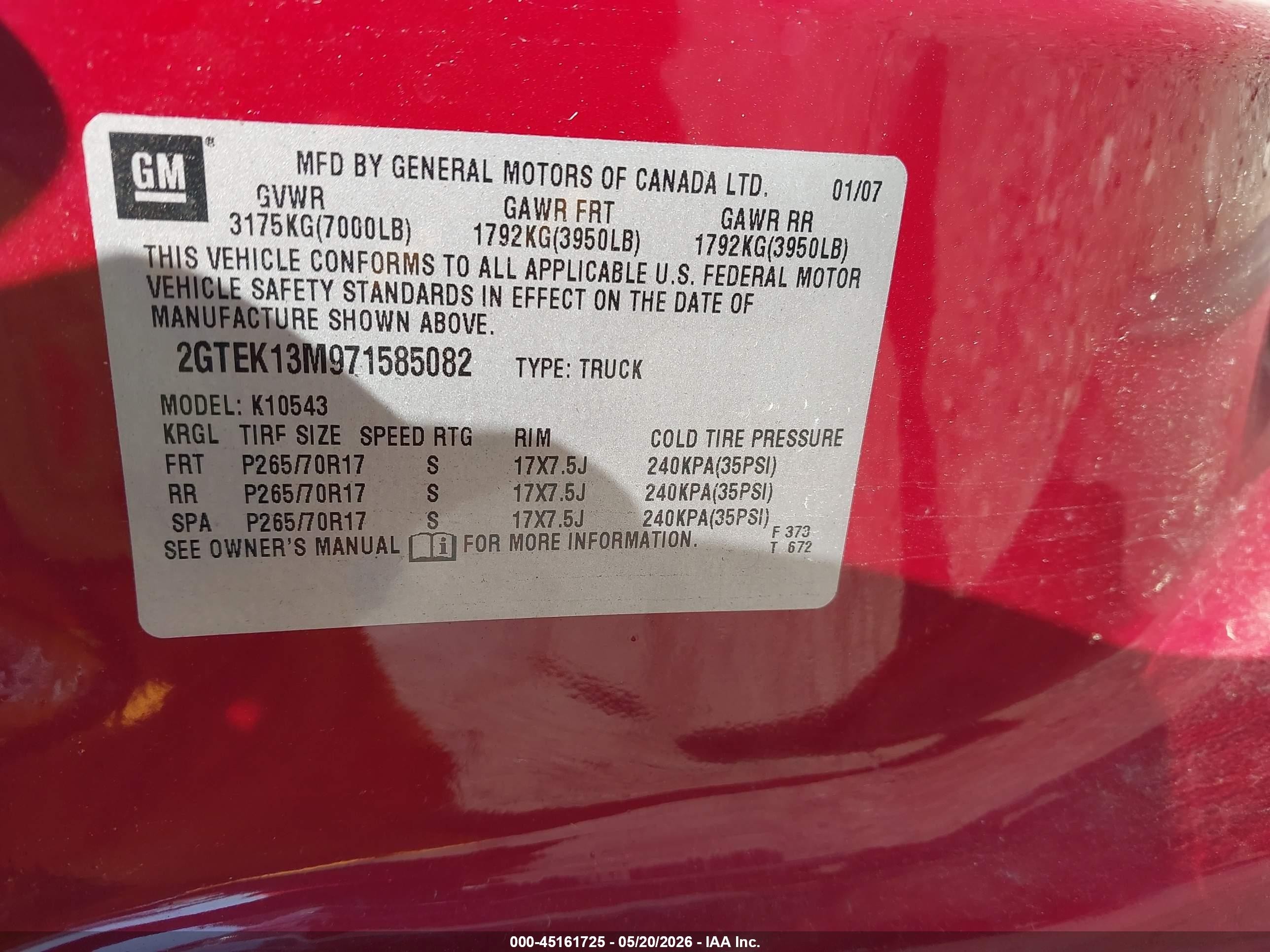 2007 Gmc Sierra 1500 Sle1 Burgundy vin: 2GTEK13M971585082