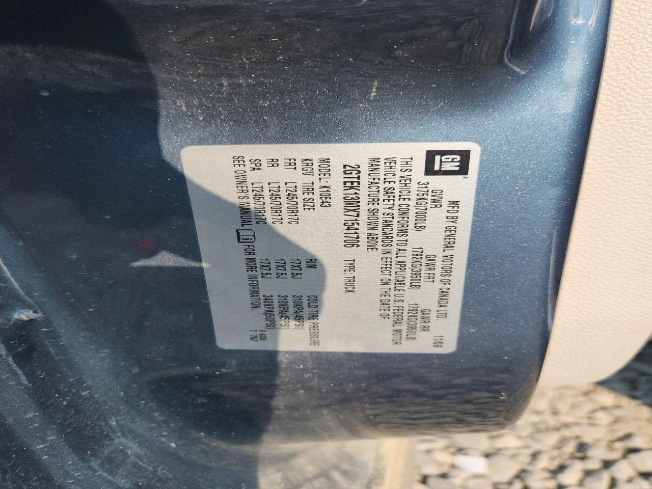 2007 Gmc New Sierra K1500 Blue vin: 2GTEK13MX71541706