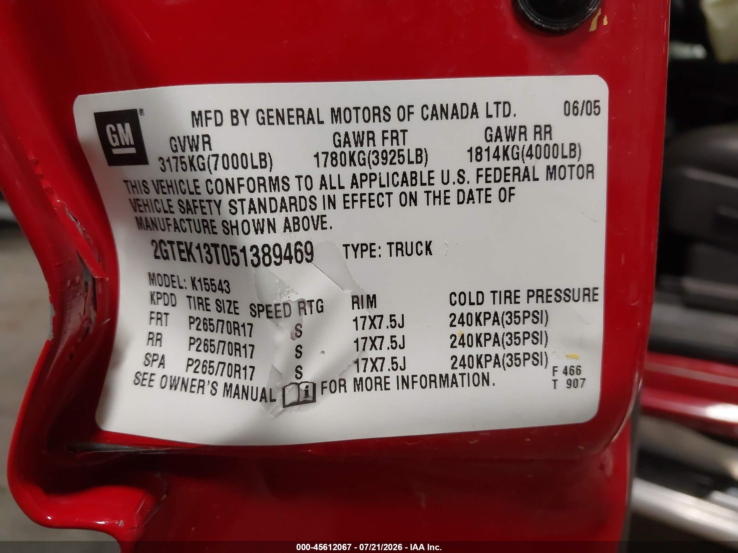 2005 Gmc Sierra 1500 Slt Красный vin: 2GTEK13T051389469