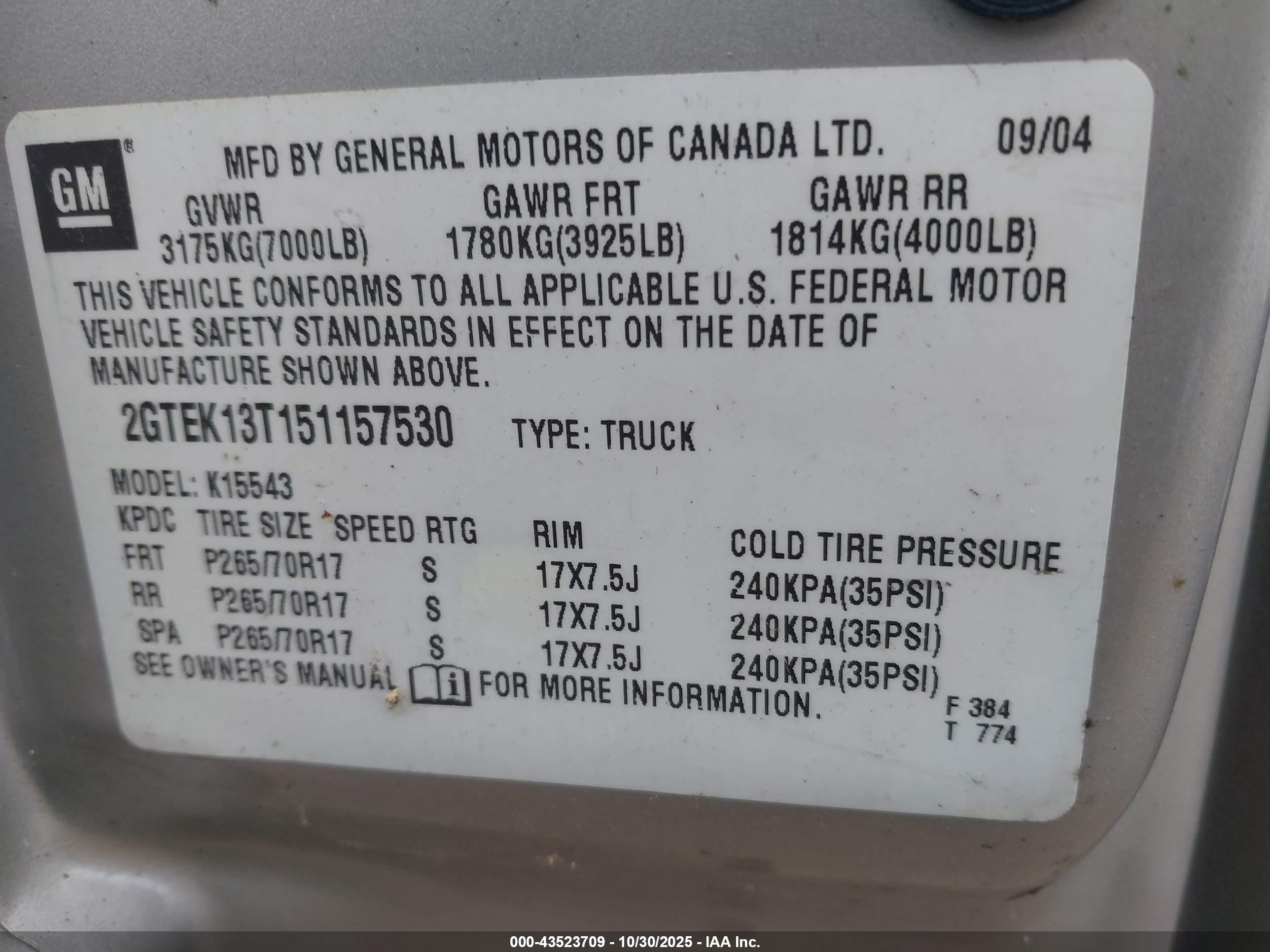 2005 Gmc Sierra 1500 Sle Желто-коричневый vin: 2GTEK13T151157530