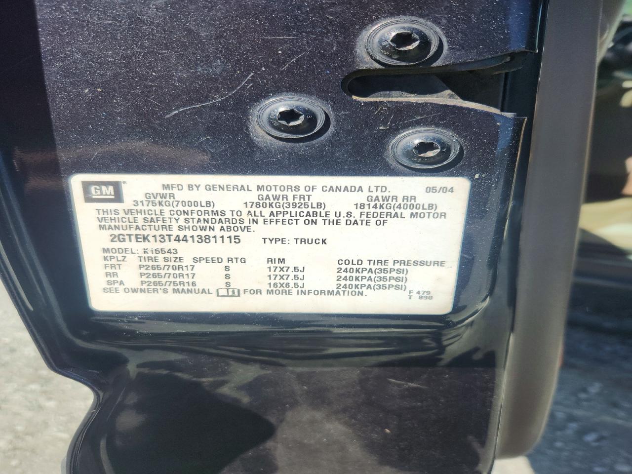 2004 Gmc New Sierra K1500 Charcoal vin: 2GTEK13T441381115