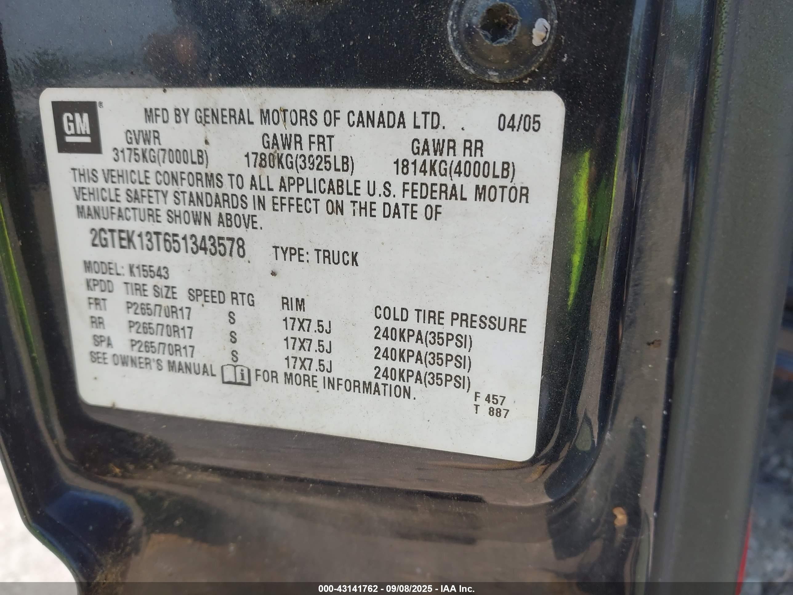 2005 Gmc New Sierra K1500 Черный vin: 2GTEK13T651343578