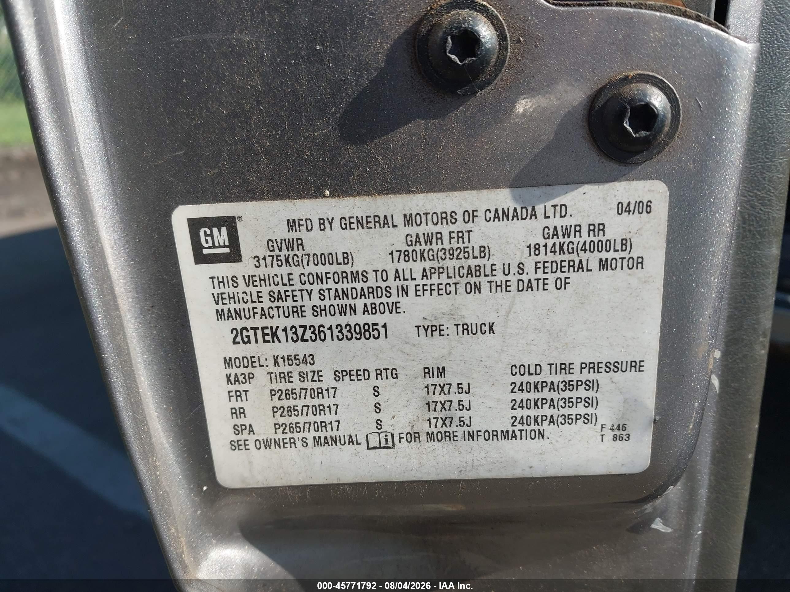 2006 Gmc New Sierra K1500 Silver vin: 2GTEK13Z361339851