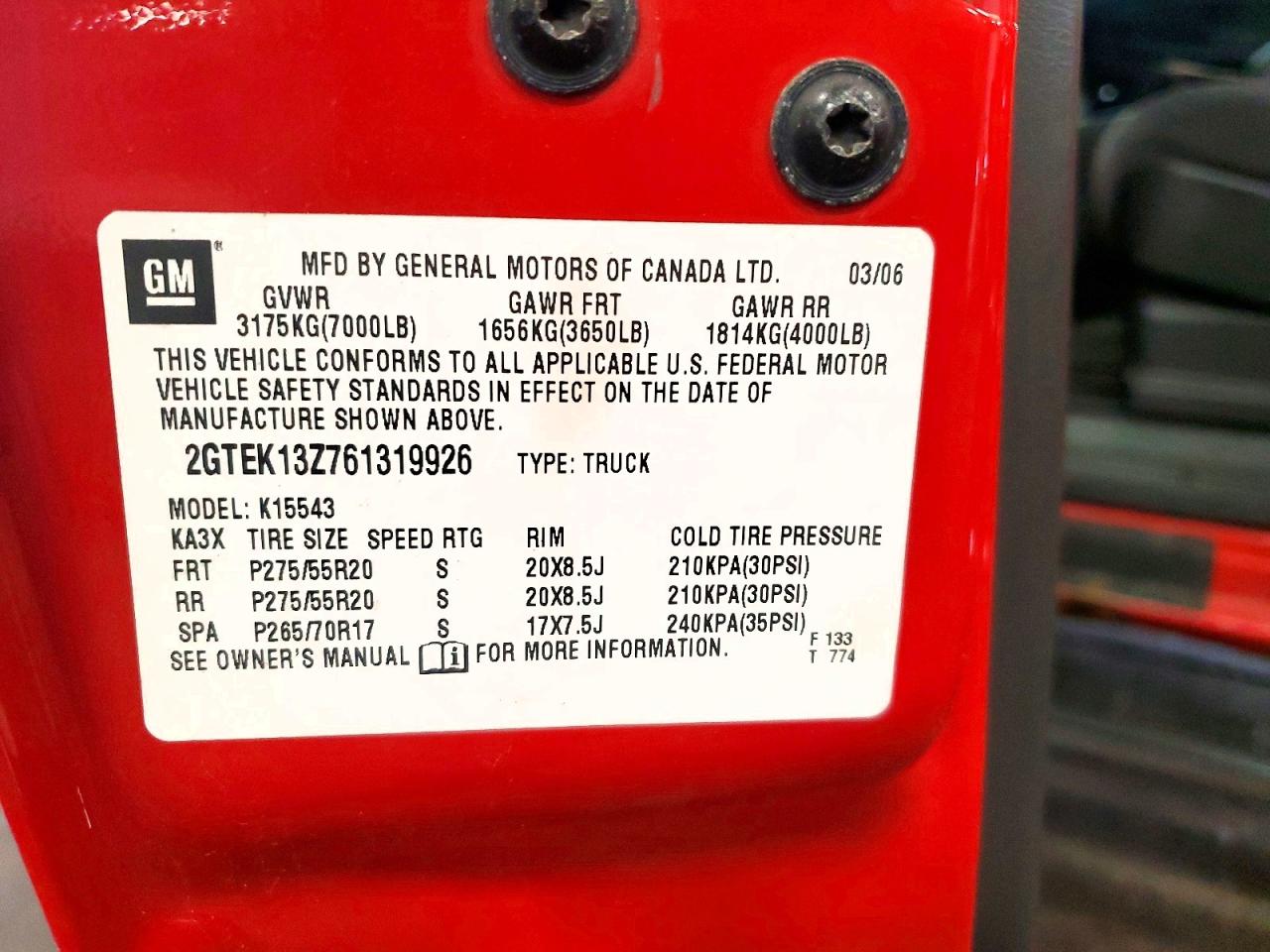 2006 Gmc New Sierra K1500 Red vin: 2GTEK13Z761319926