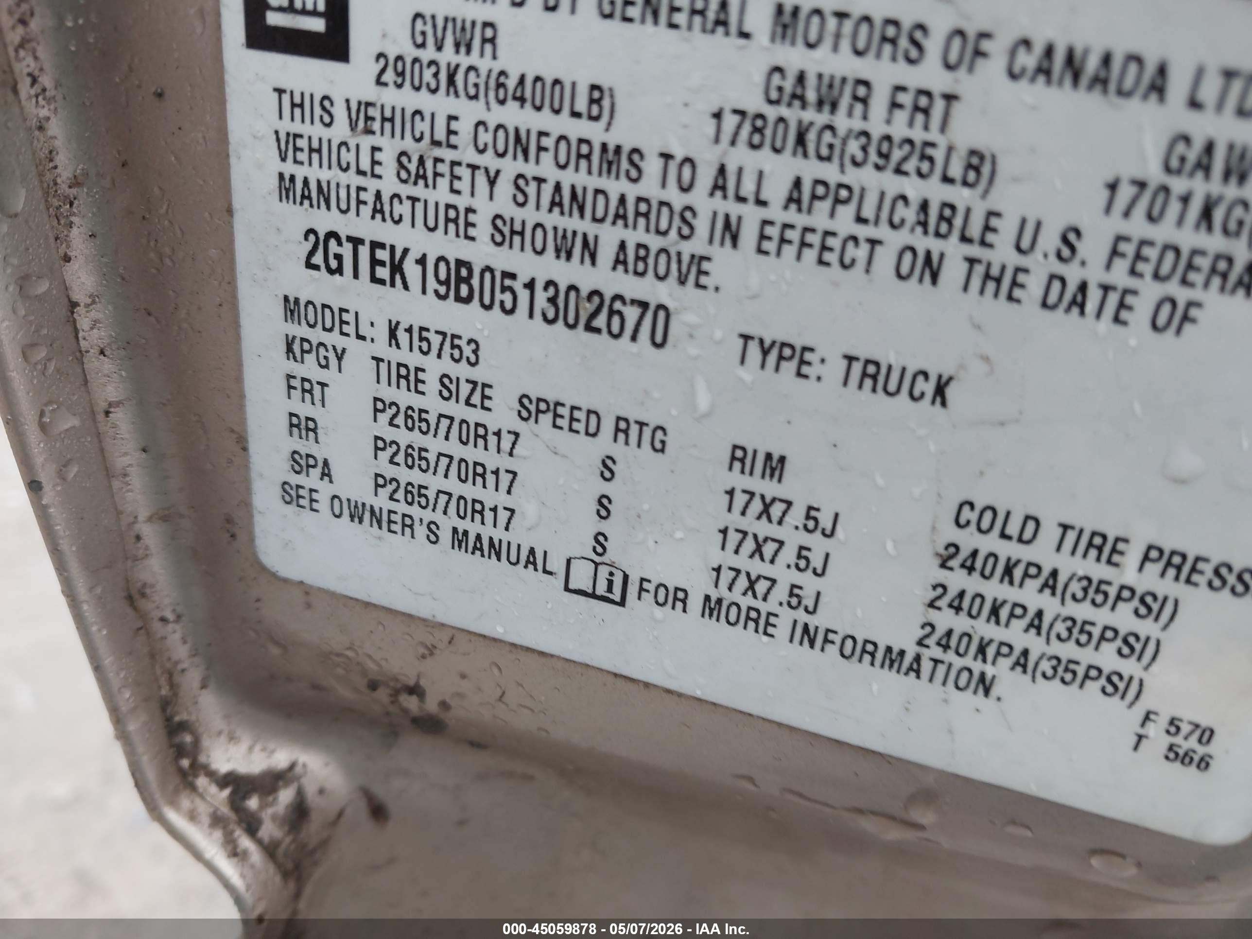 2005 Gmc Sierra 1500 Slt Gold vin: 2GTEK19B051302670