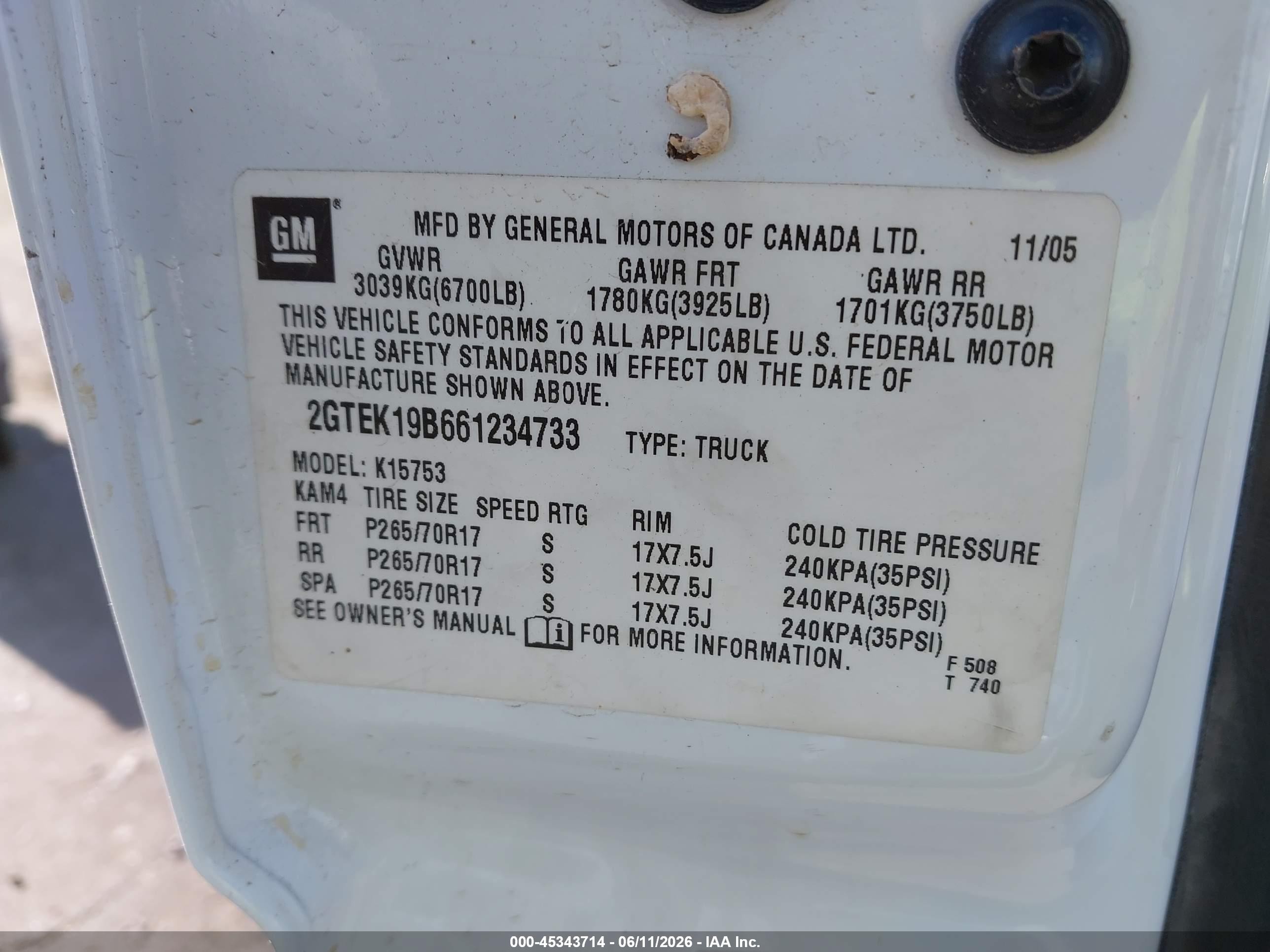 2006 Gmc Sierra 1500 Sle1 White vin: 2GTEK19B661234733