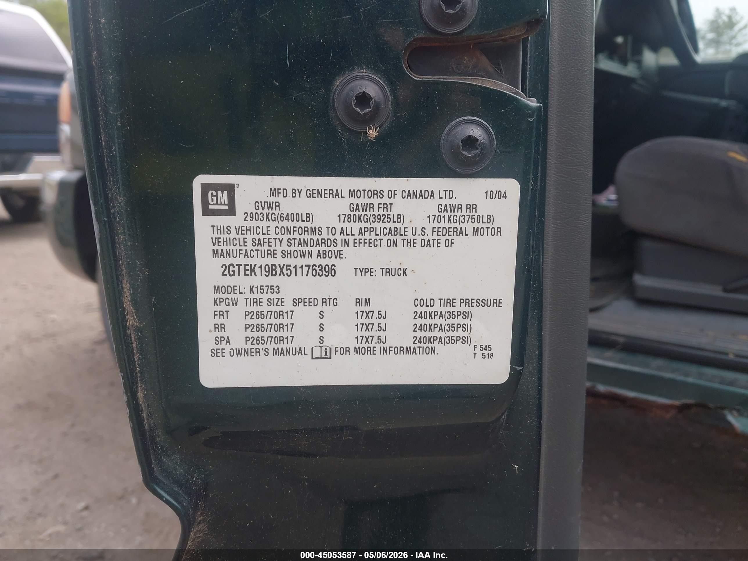 2005 Gmc Sierra 1500 Sle Зеленый vin: 2GTEK19BX51176396