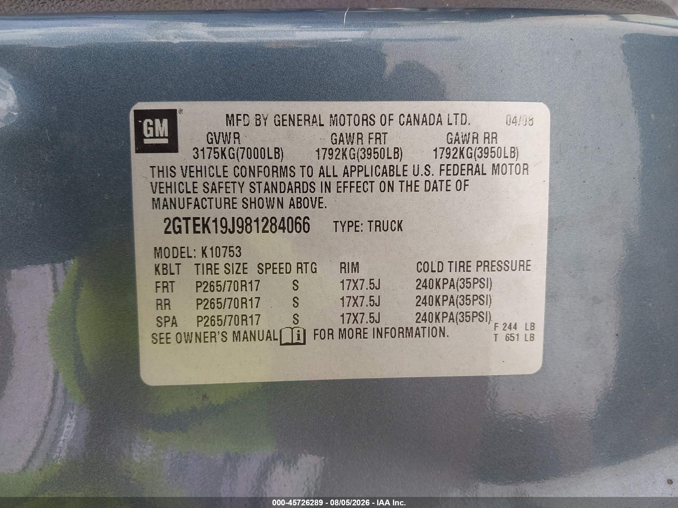 2008 Gmc Sierra 1500 Sle1 Light Blue vin: 2GTEK19J981284066