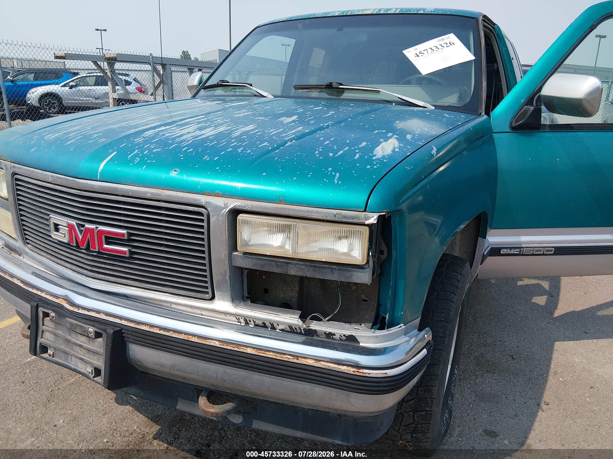 1993 Gmc Sierra K1500 Green vin: 2GTEK19K6P1531390