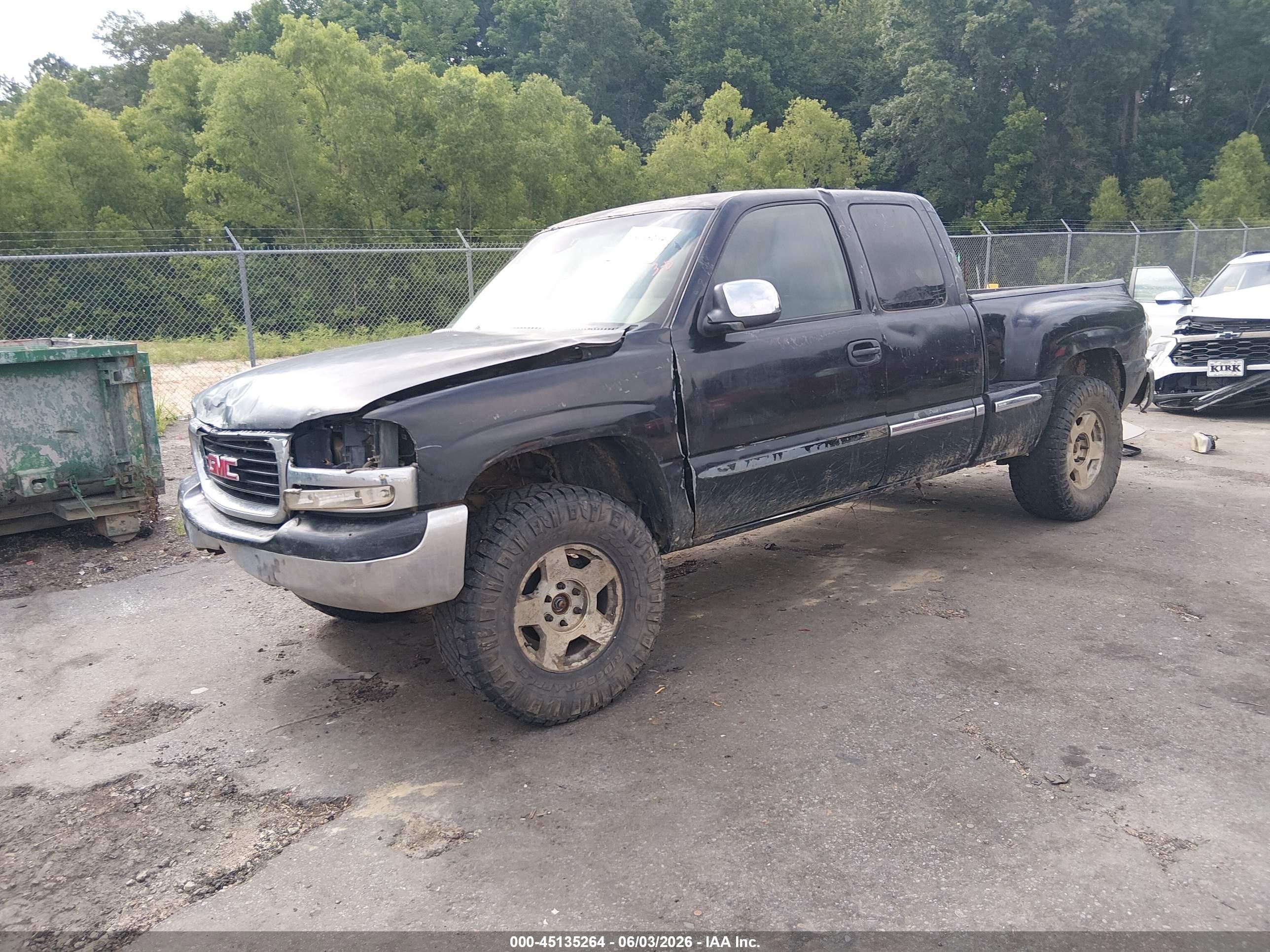 2001 Gmc Sierra 1500 Sle Black vin: 2GTEK19T111209238