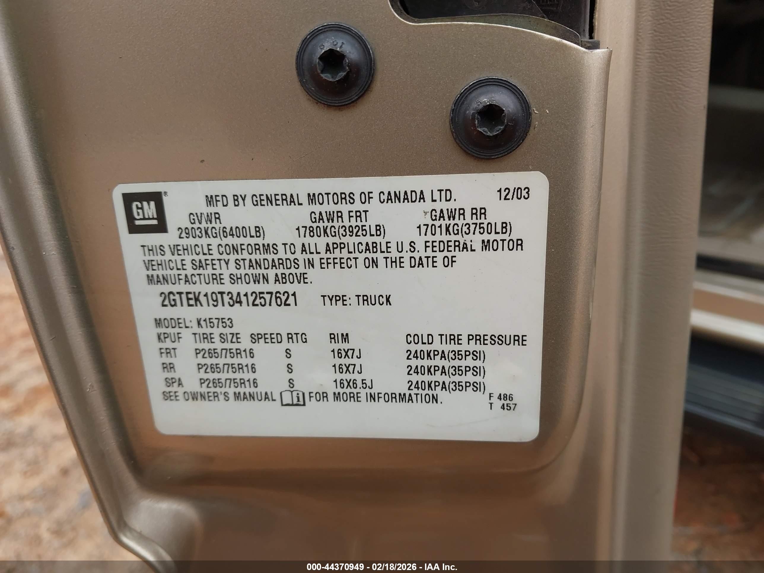 2004 Gmc Sierra 1500 Sle Tan vin: 2GTEK19T341257621