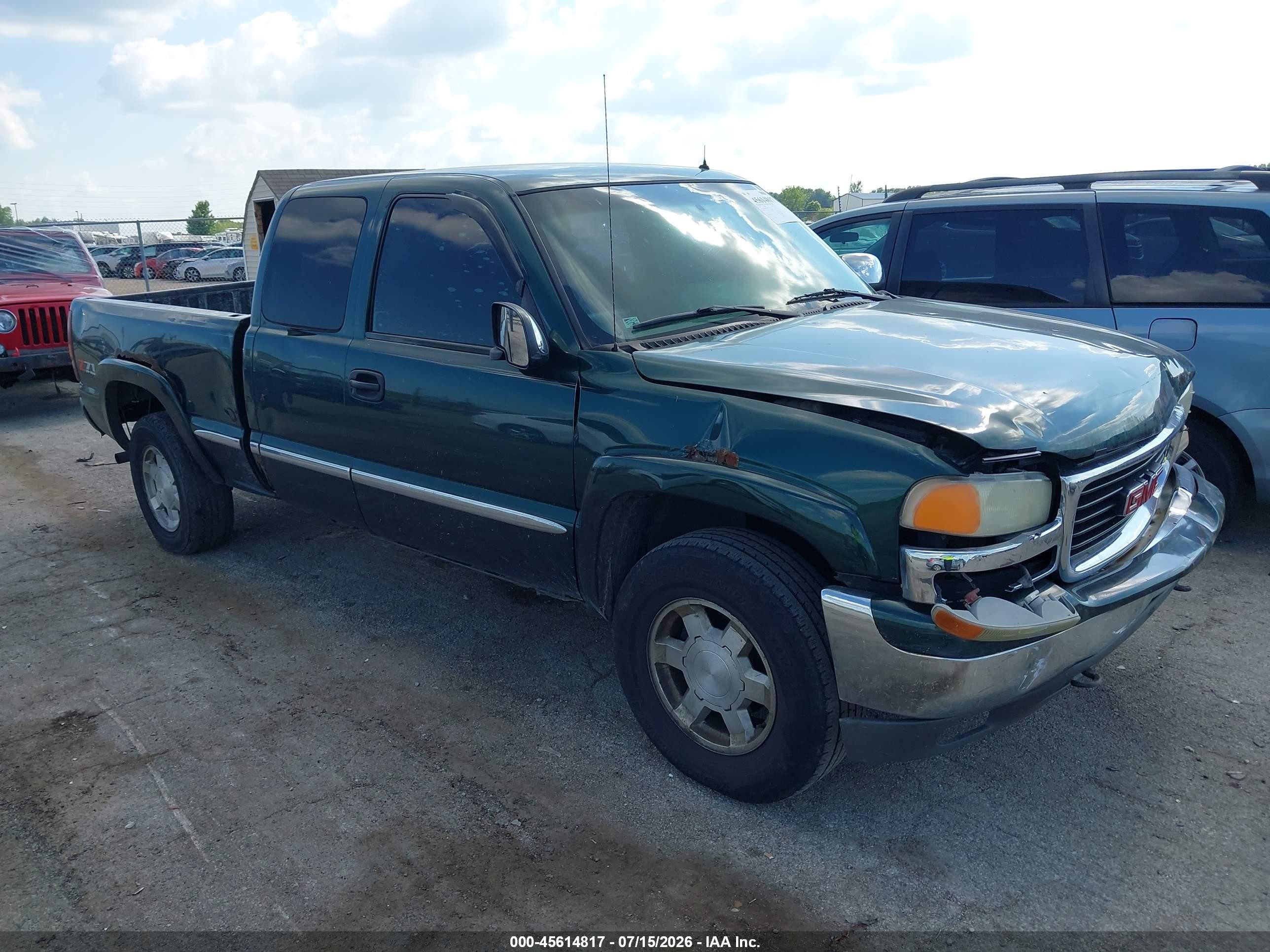 2002 Gmc Sierra 1500 Sle Green vin: 2GTEK19T521267791