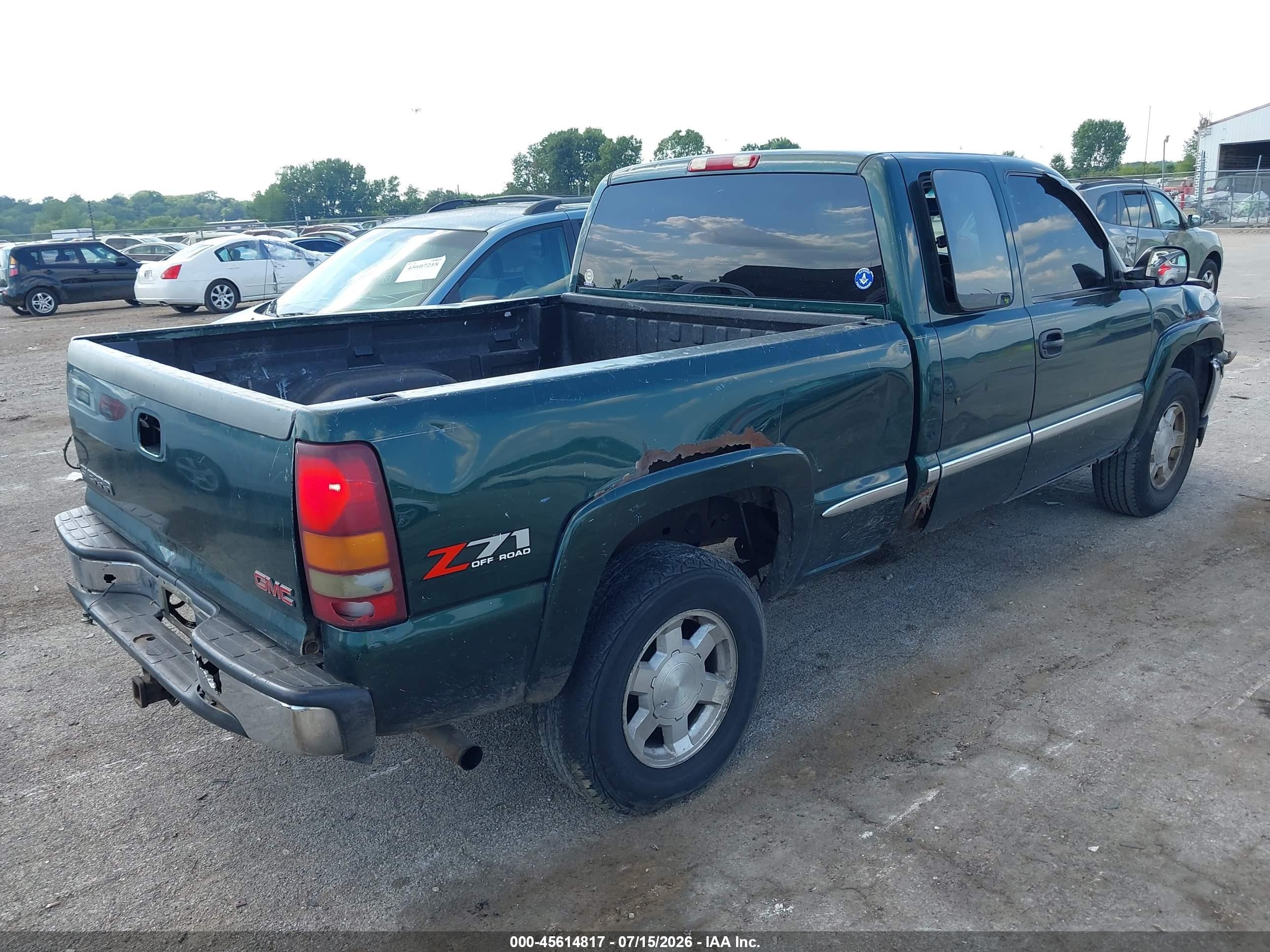 2002 Gmc Sierra 1500 Sle Green vin: 2GTEK19T521267791
