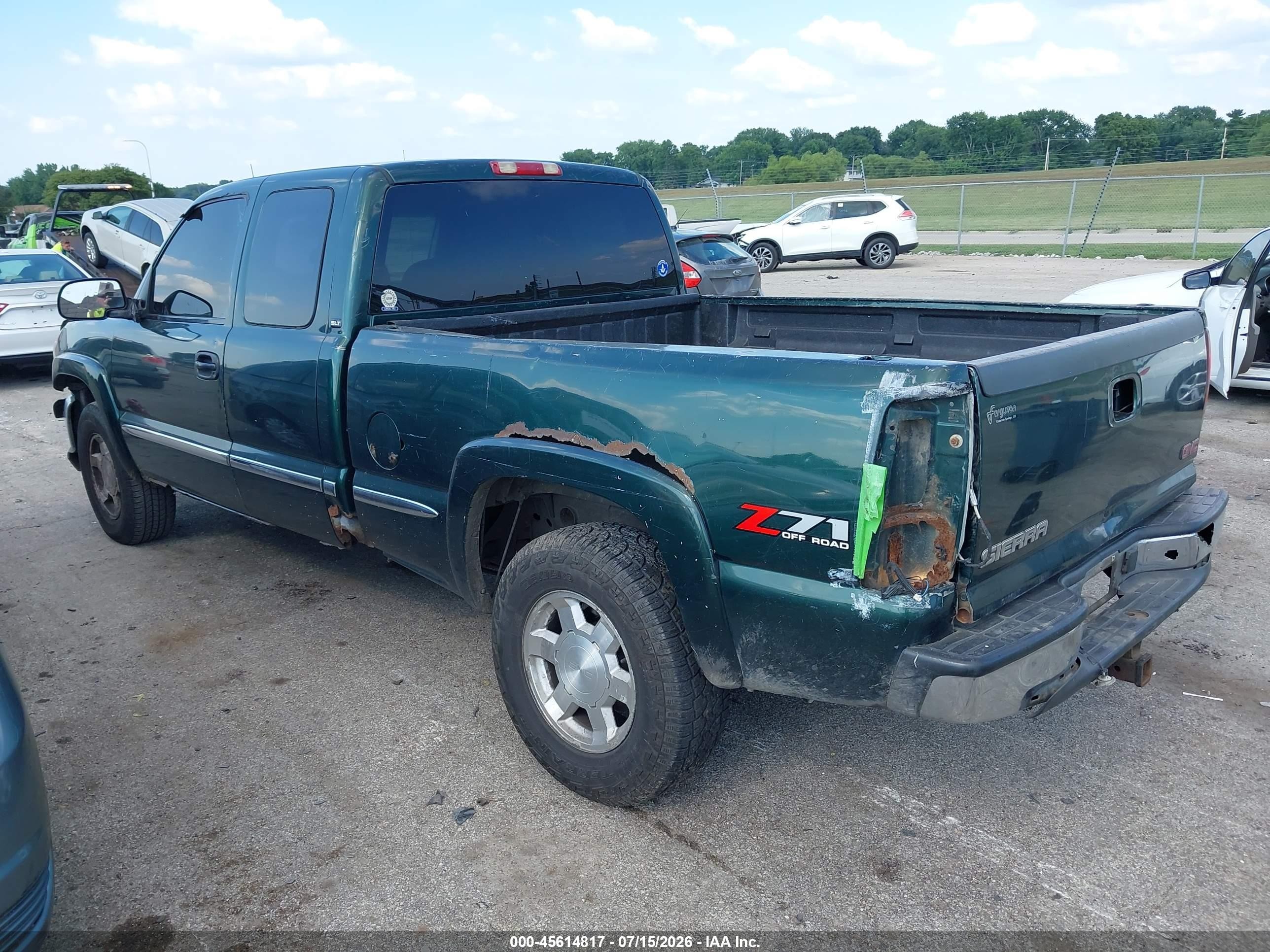 2002 Gmc Sierra 1500 Sle Green vin: 2GTEK19T521267791