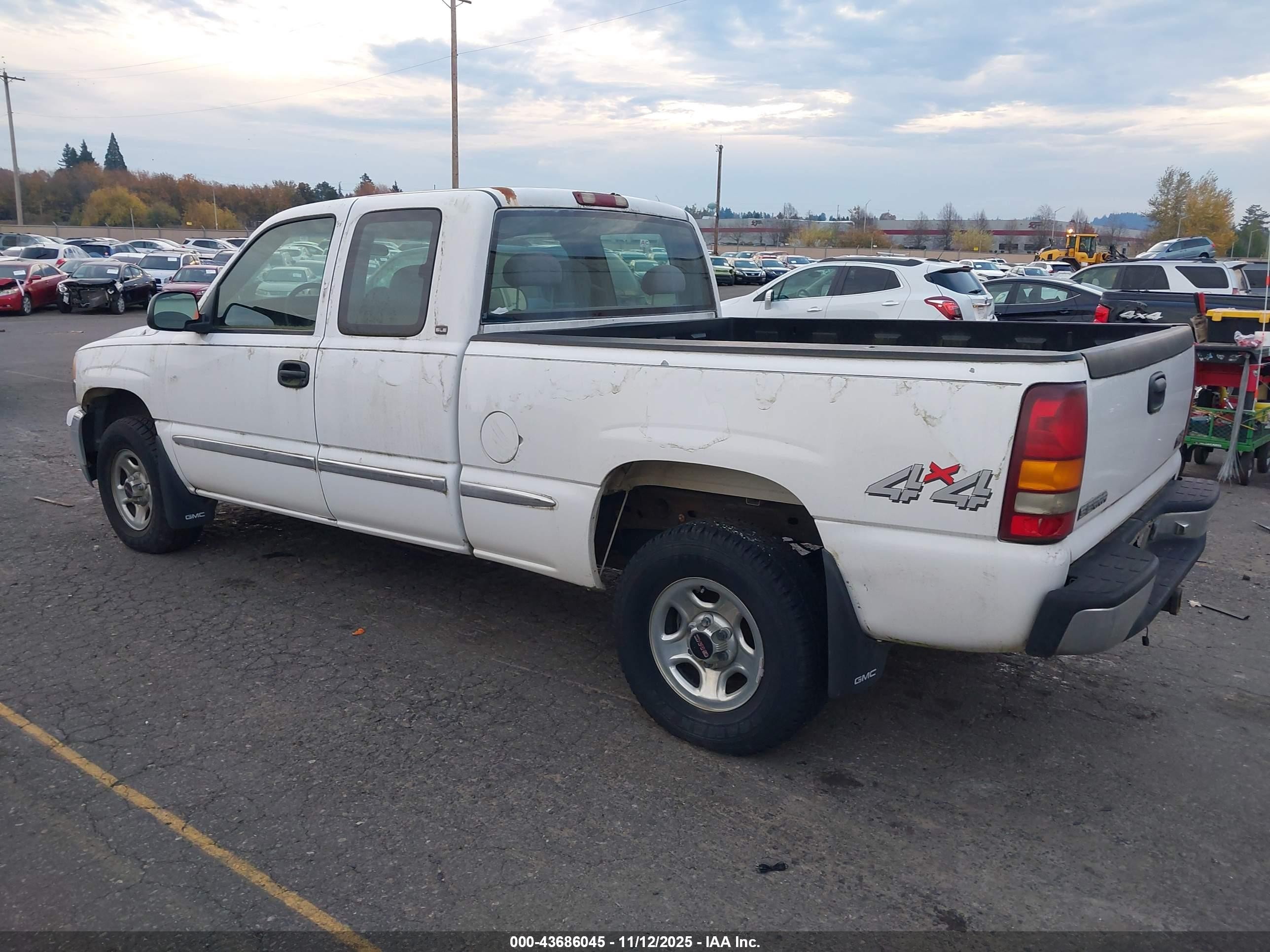 2000 Gmc Sierra 1500 Sle White vin: 2GTEK19T5Y1104275