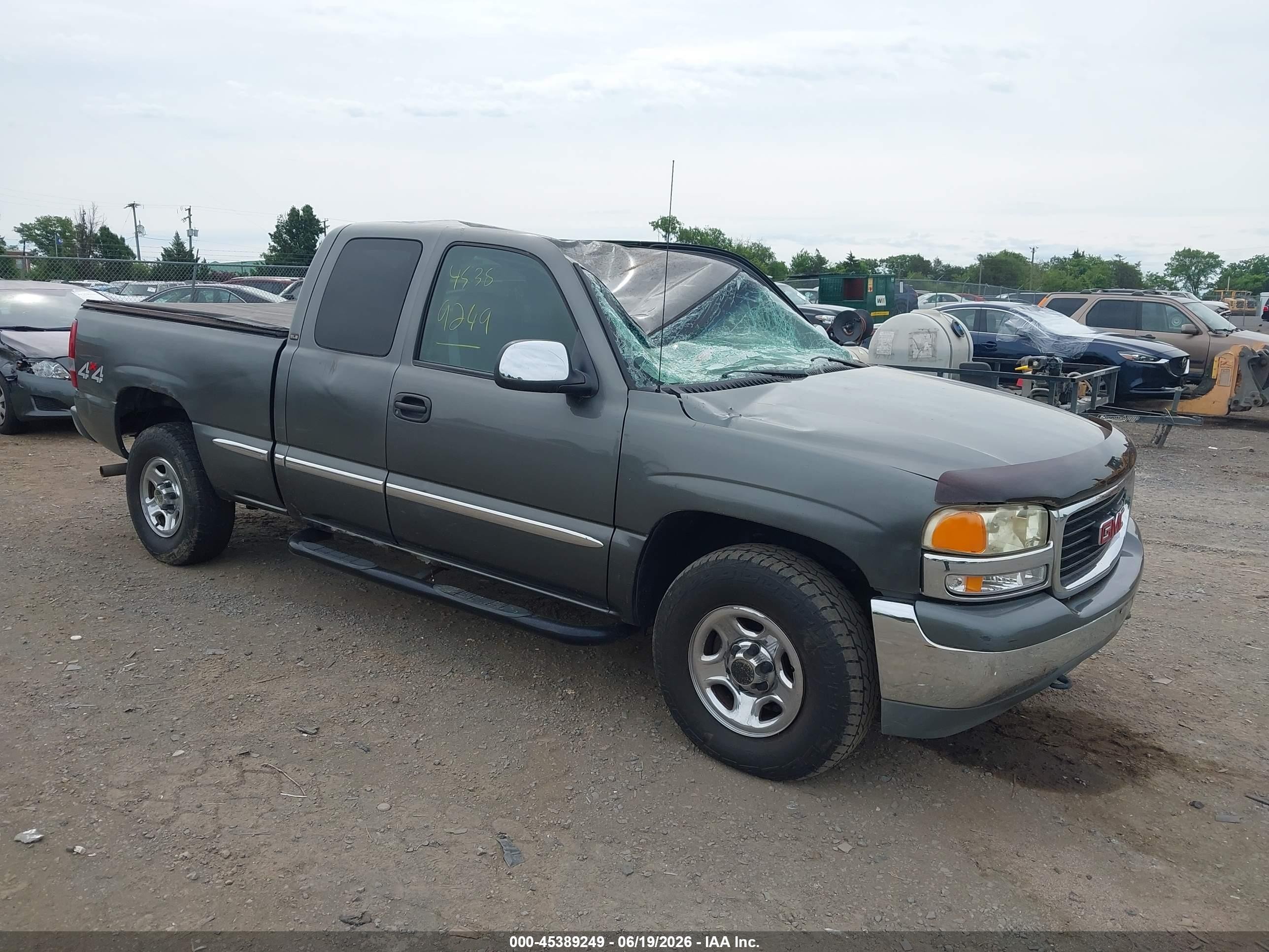 2001 Gmc Sierra 1500 Sle Gray vin: 2GTEK19T711228814