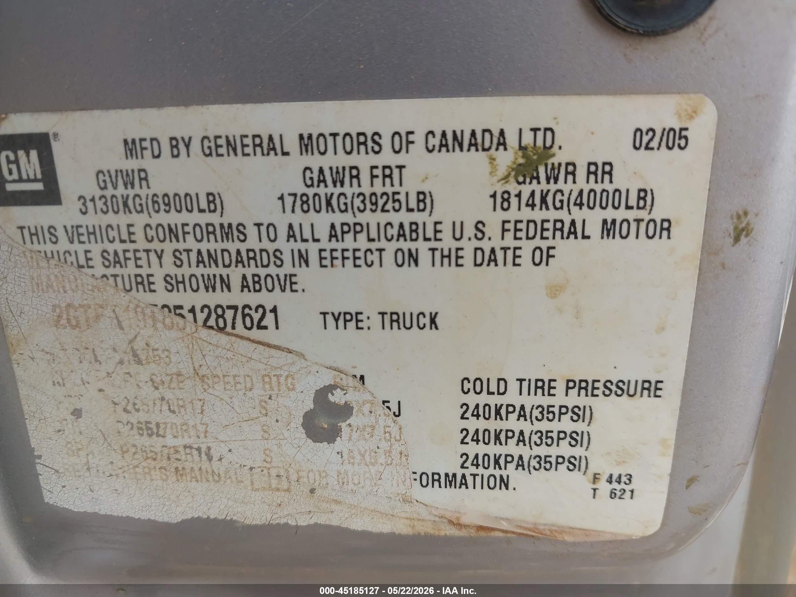 2005 Gmc Sierra 1500 Slt Tan vin: 2GTEK19T851287621
