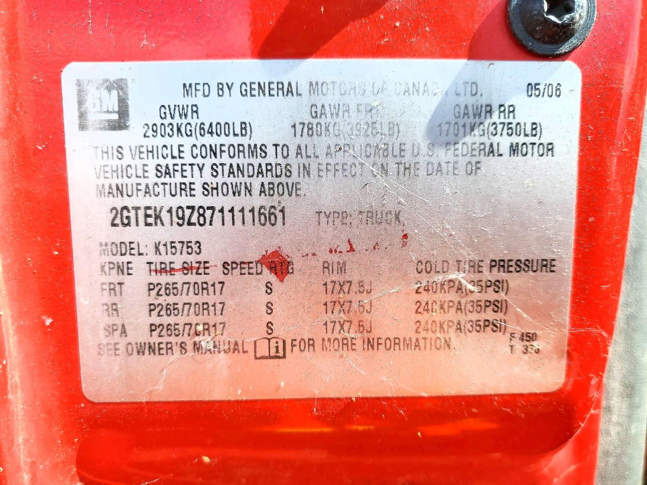 2007 Gmc New Sierra K1500 Classic Red vin: 2GTEK19Z871111661