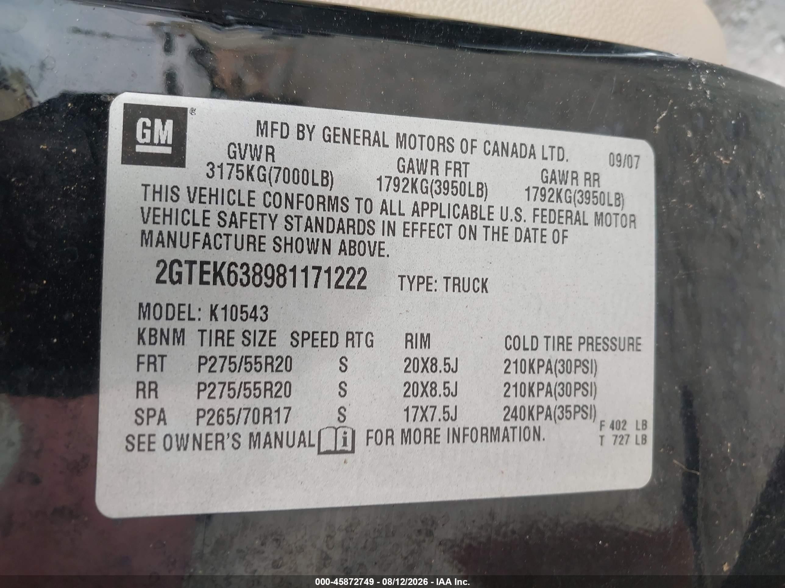 2008 Gmc Sierra 1500 Denali Черный vin: 2GTEK638981171222
