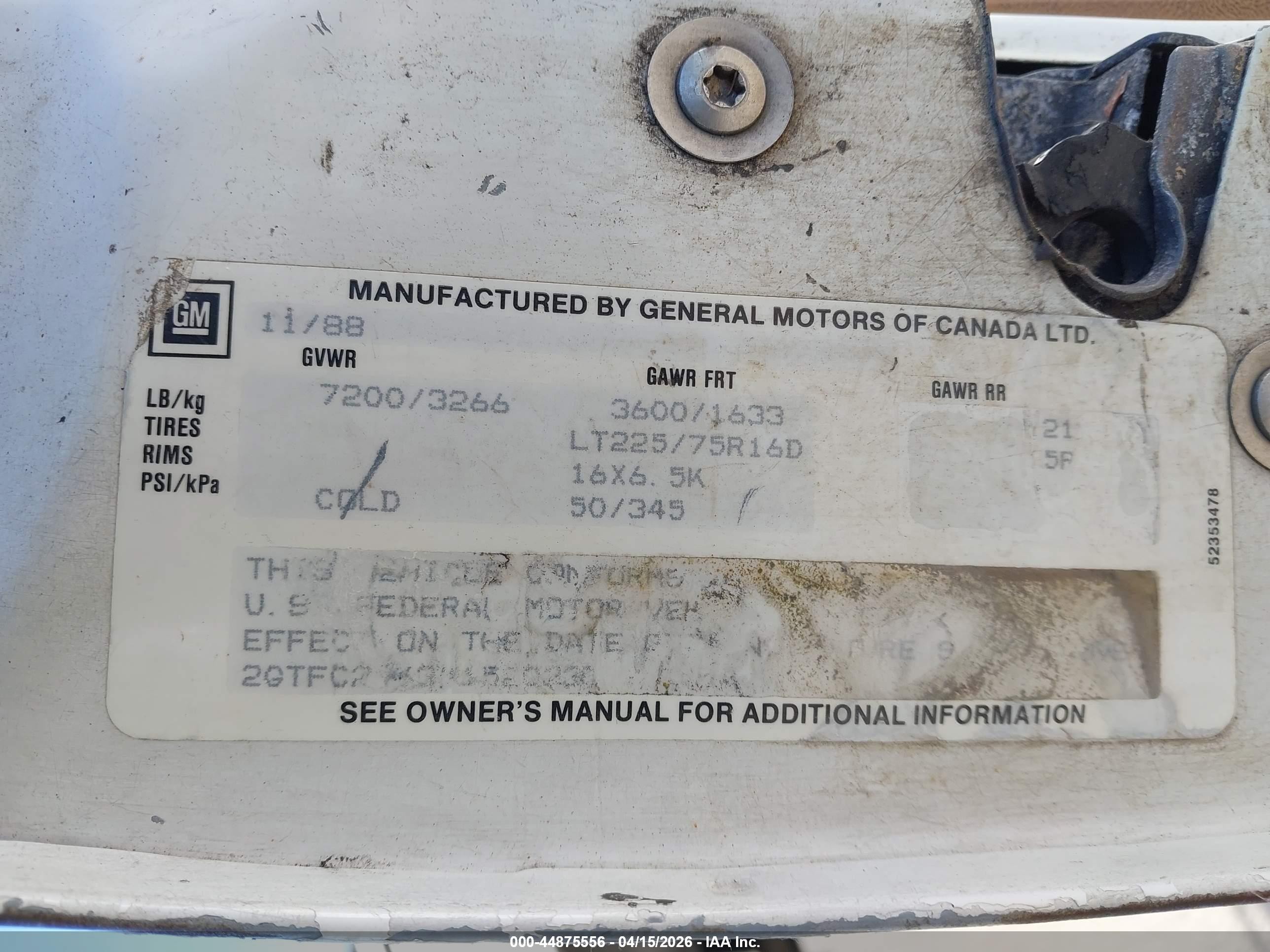 1989 Gmc Sierra C2500 White vin: 2GTFC29K3K1520234