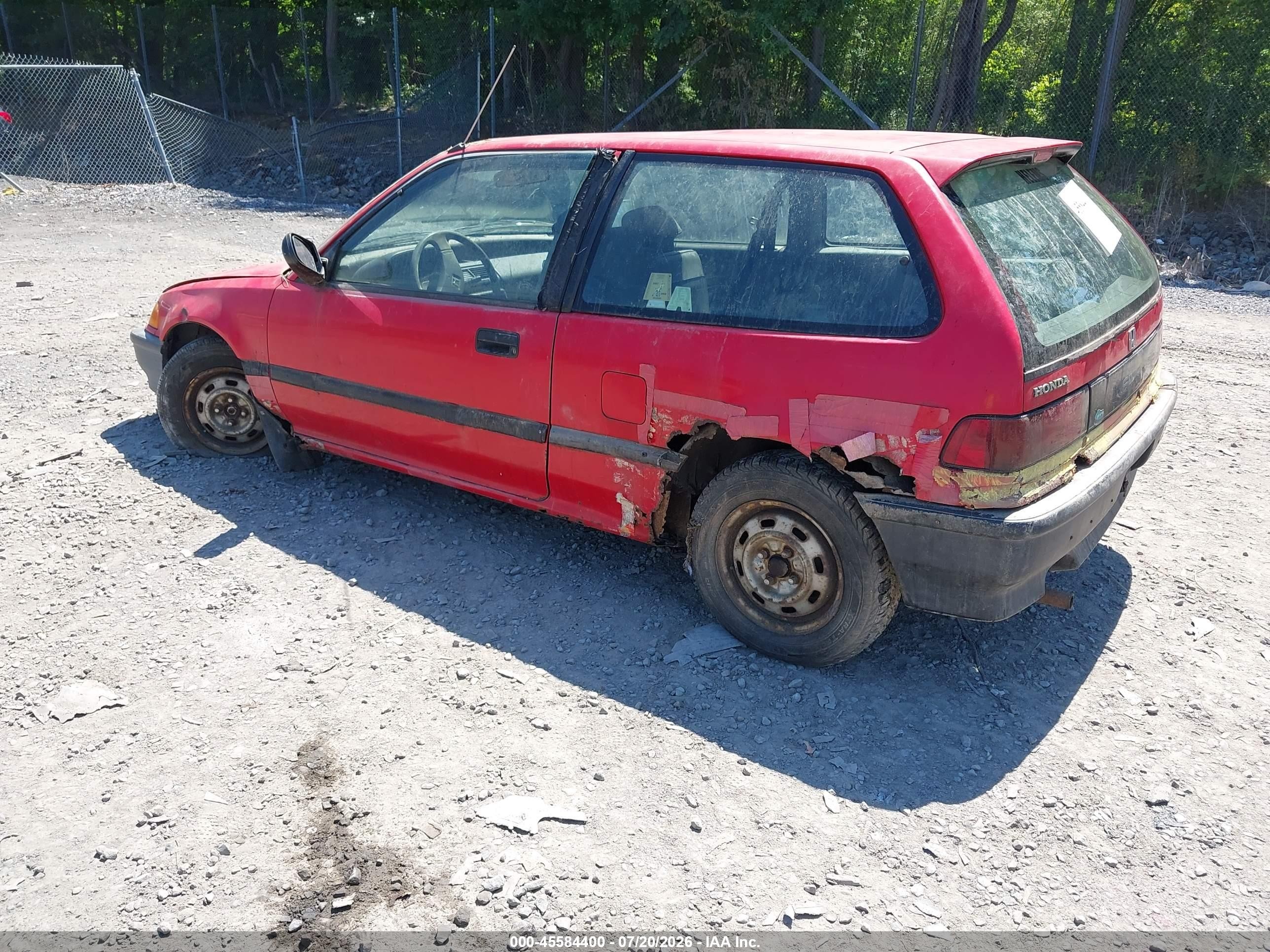 1991 Honda Civic   Red vin: 2HGED6348MH578989