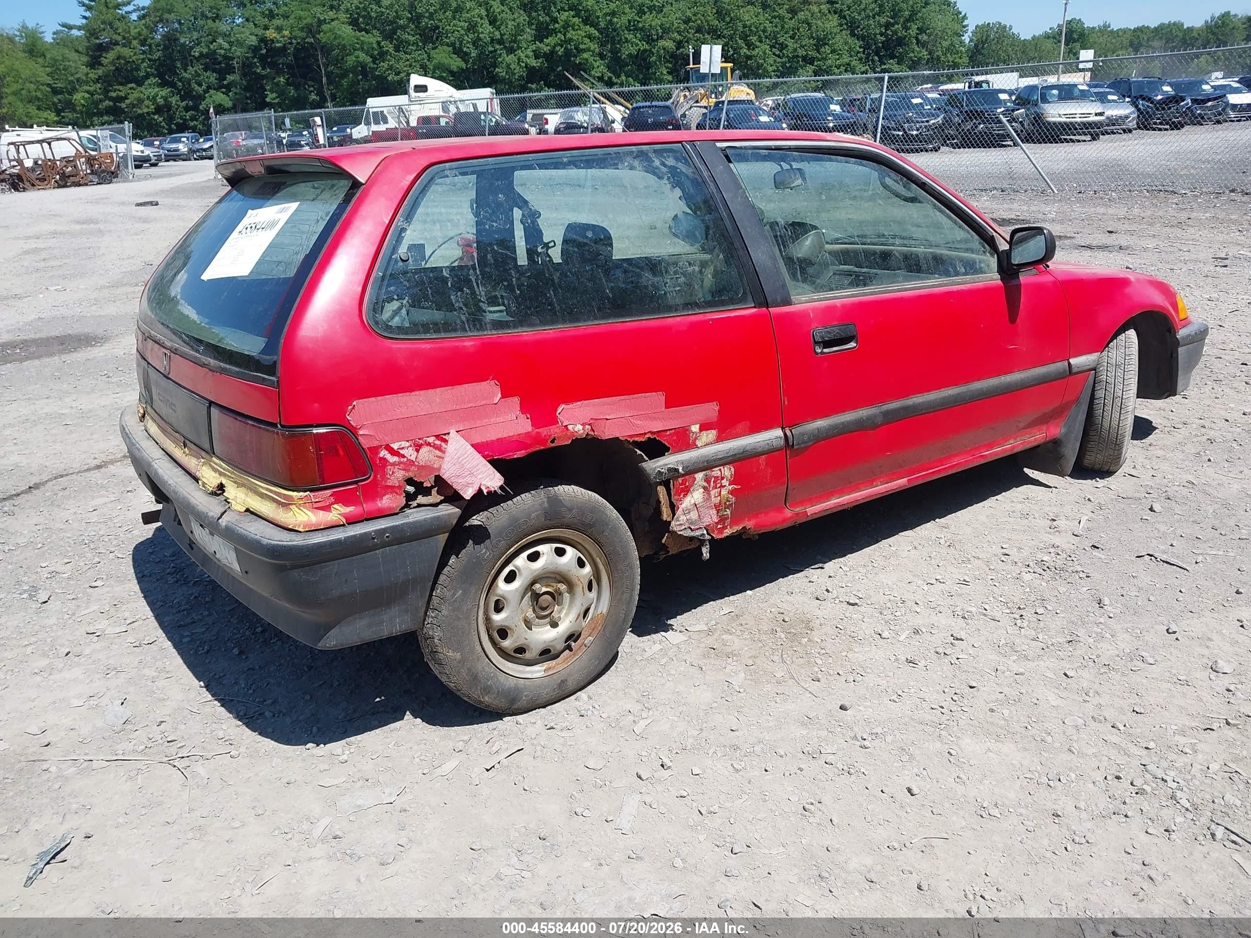 1991 Honda Civic   Red vin: 2HGED6348MH578989