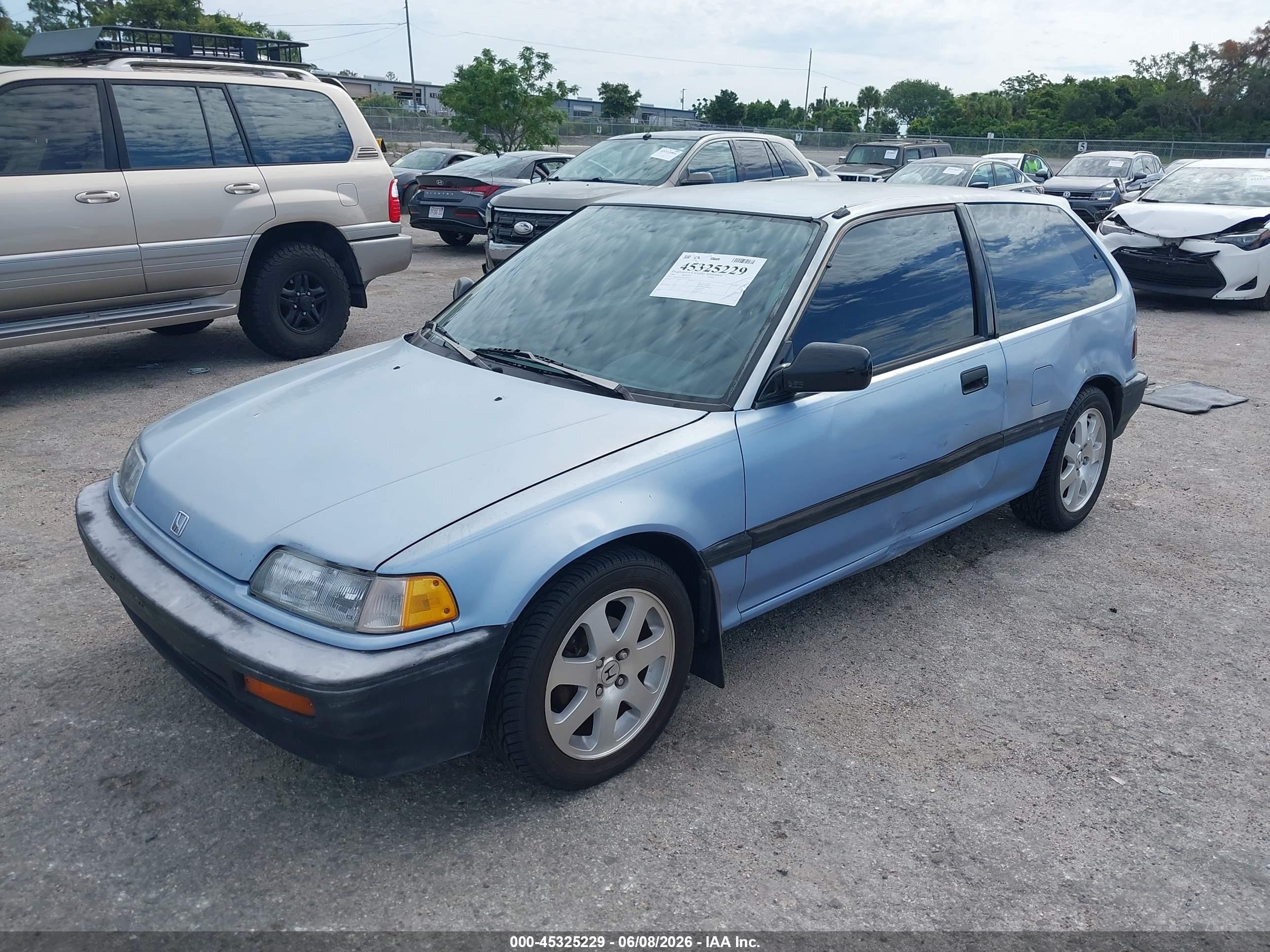 1989 Honda Civic Dx Light Blue vin: 2HGED6355KH502345