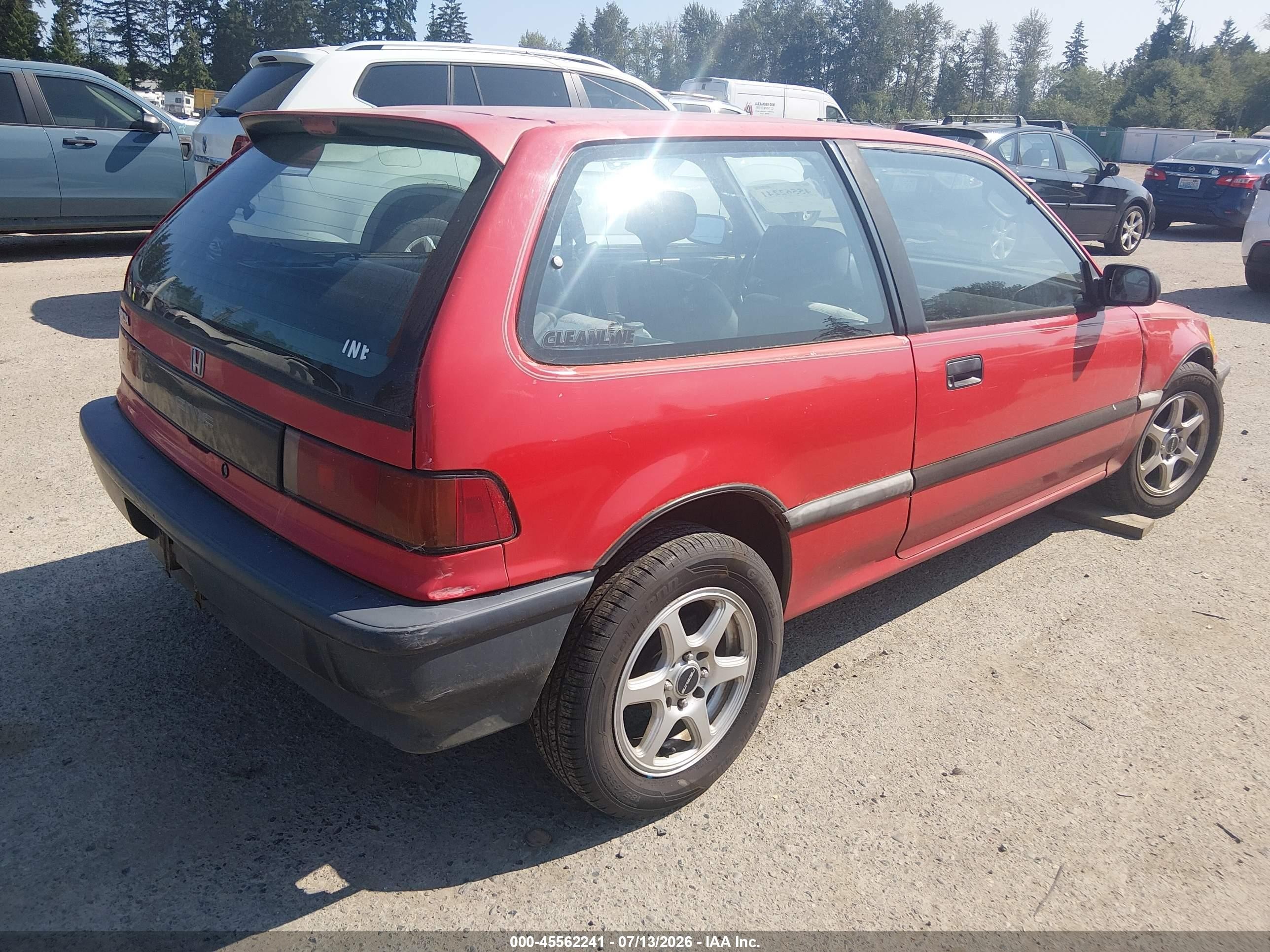 1988 Honda Civic Dx Red vin: 2HGED6452JH508519