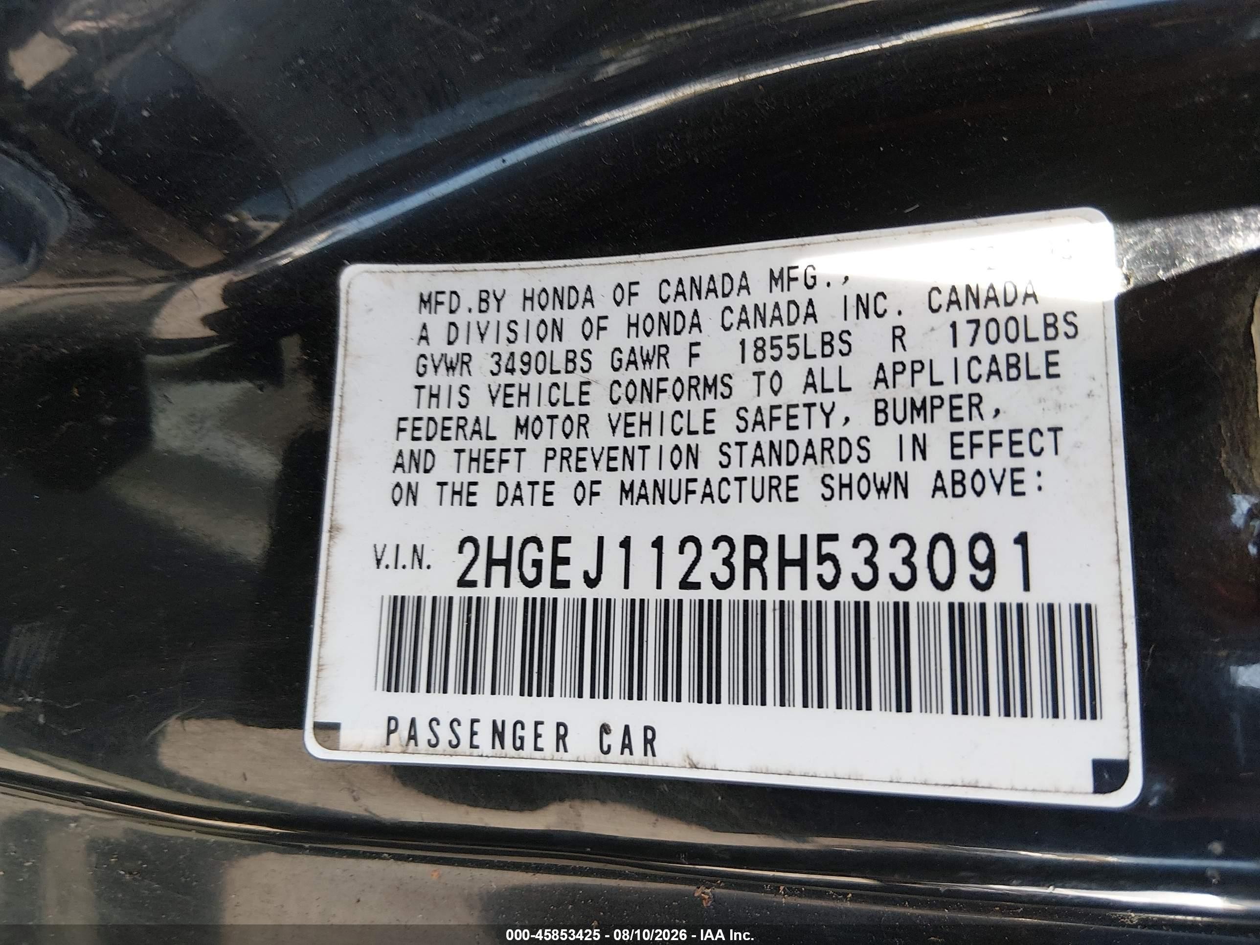 1994 Honda Civic Ex Black vin: 2HGEJ1123RH533091