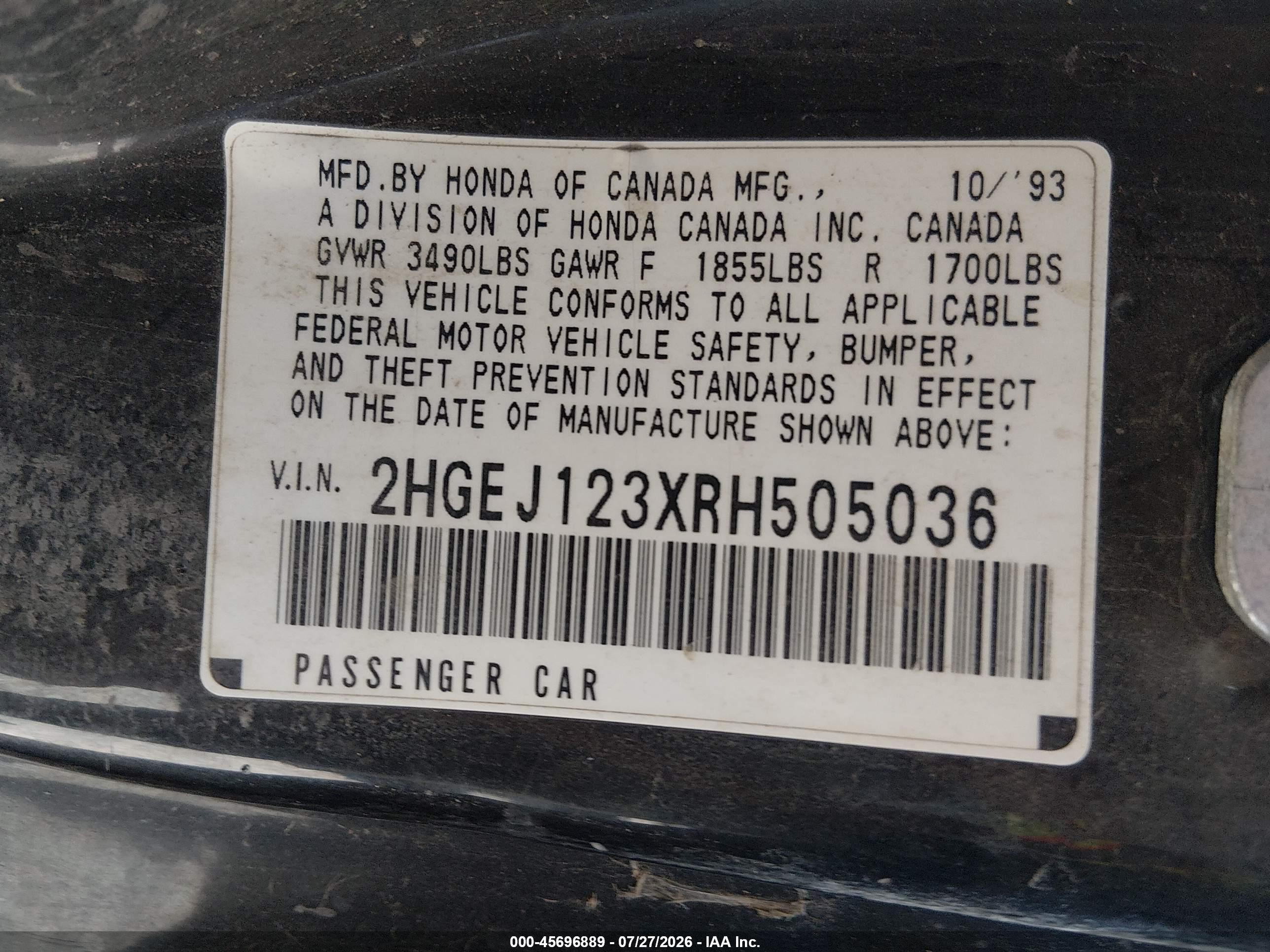 1994 Honda Civic Ex Black vin: 2HGEJ123XRH505036