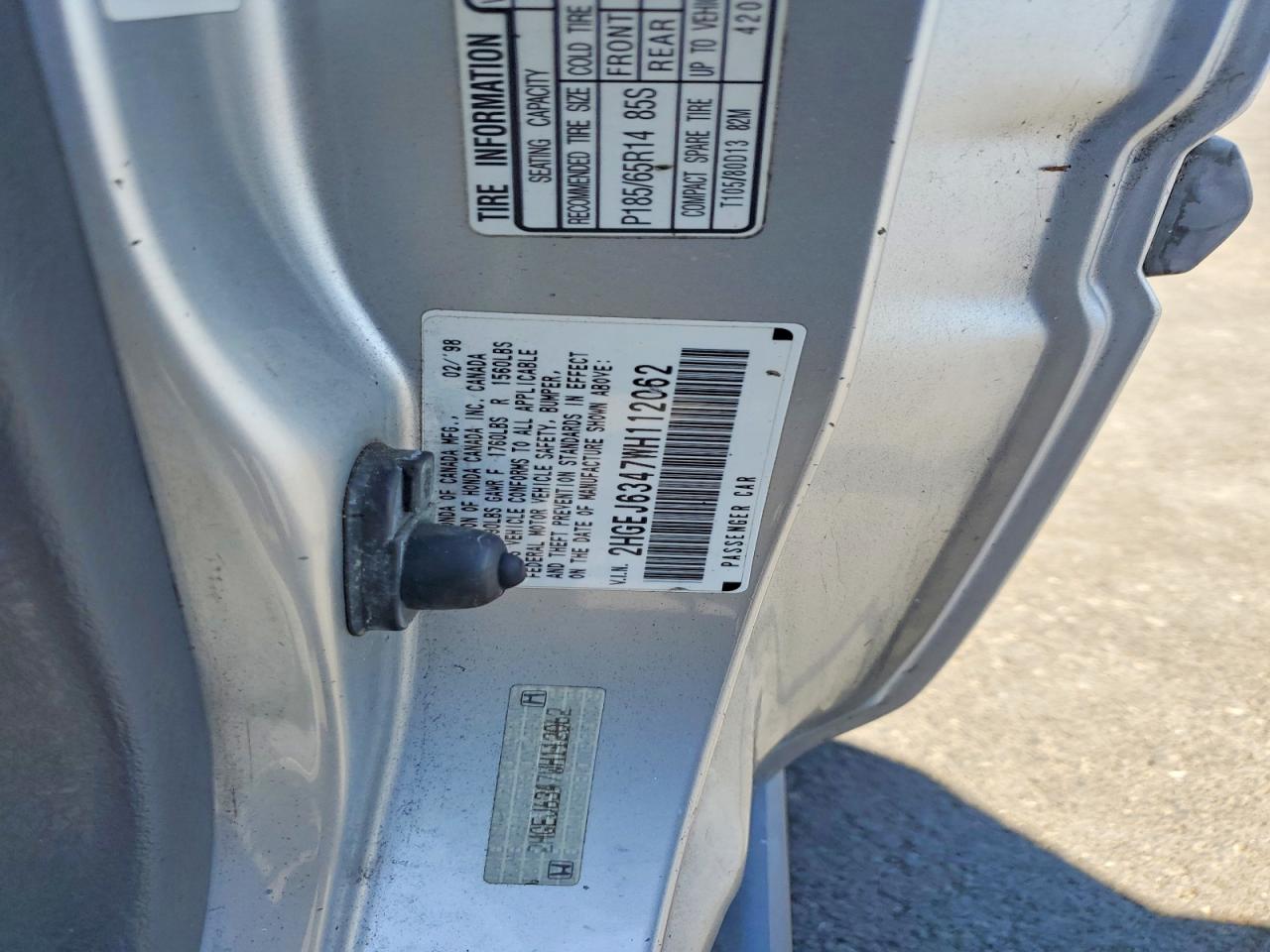 1998 Honda Civic Dx Серебряный vin: 2HGEJ6347WH112062