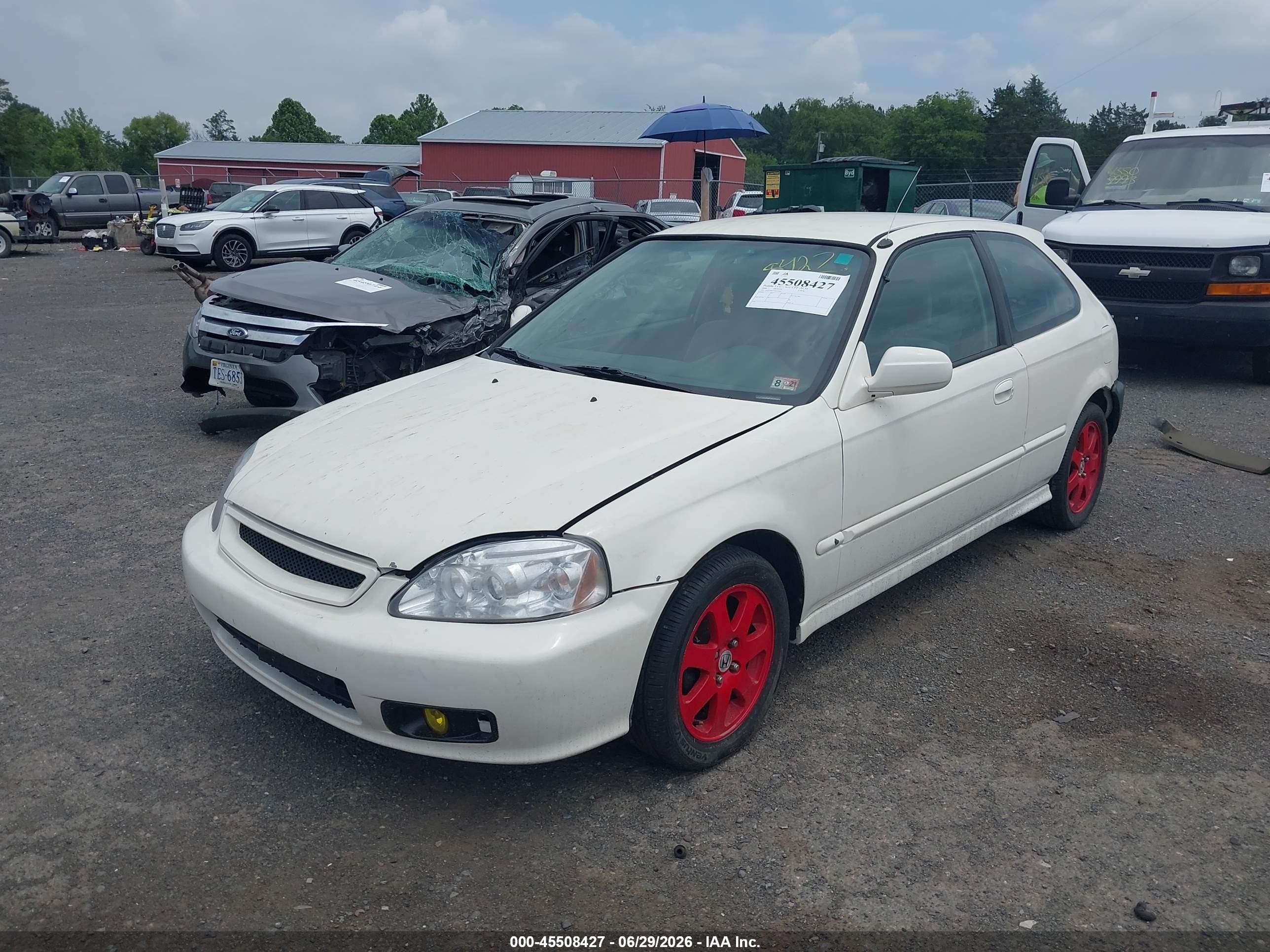 2000 Honda Civic Dx White vin: 2HGEJ6447YH110202