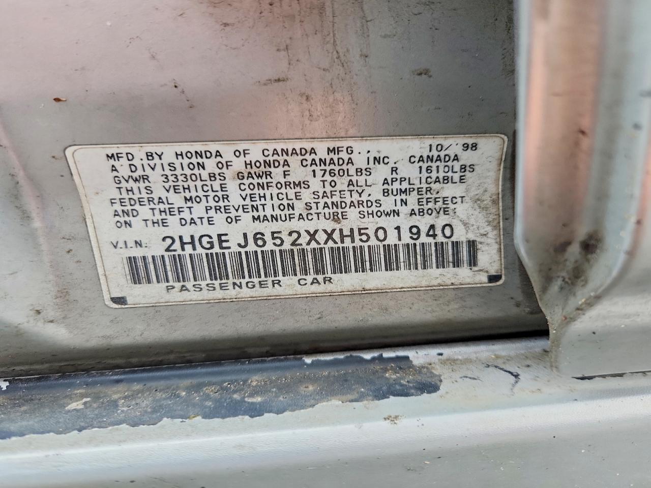 1999 Honda Civic Silver vin: 2HGEJ652XXH501940