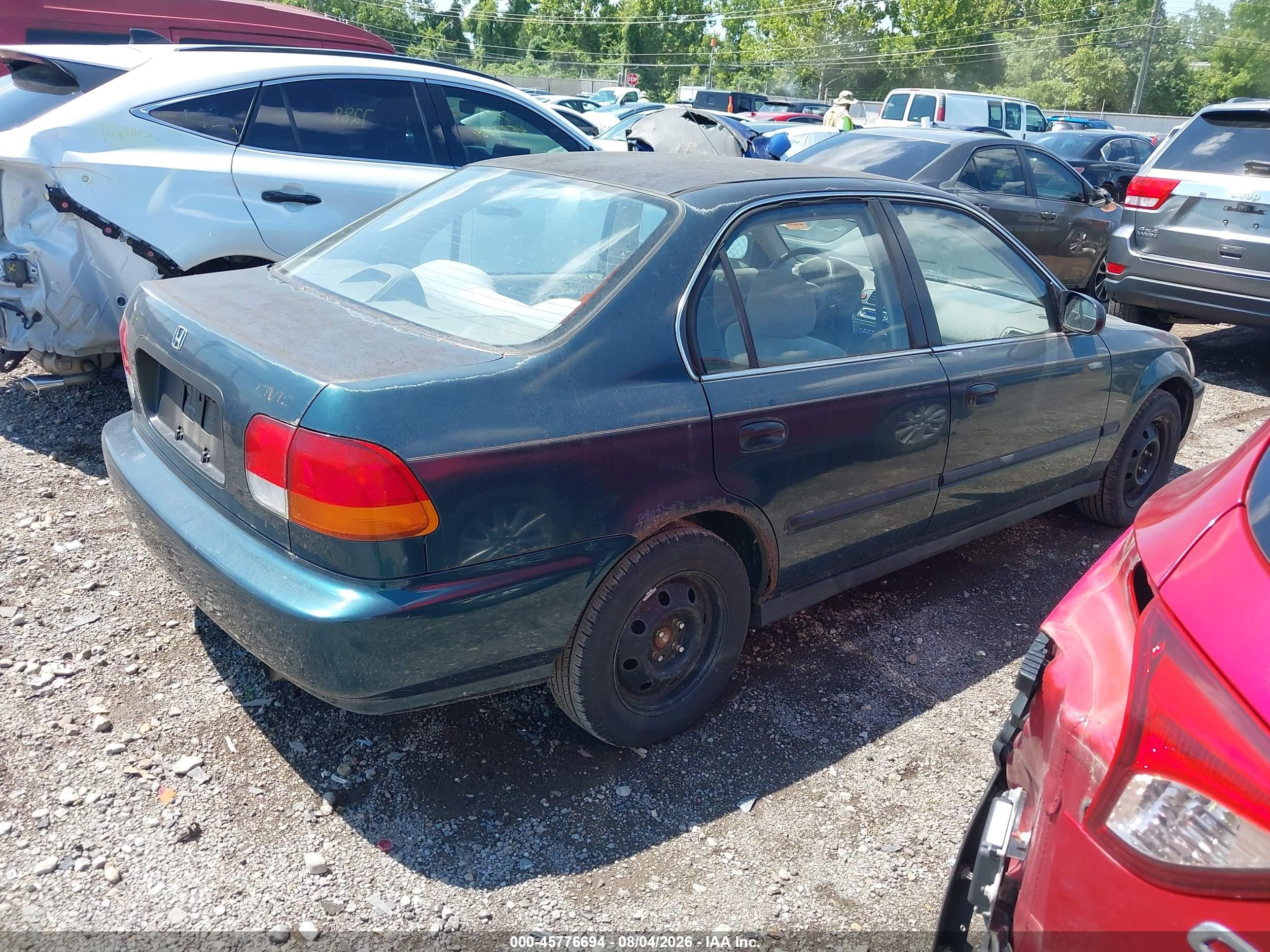 1998 Honda Civic Lx Green vin: 2HGEJ6576WH506336