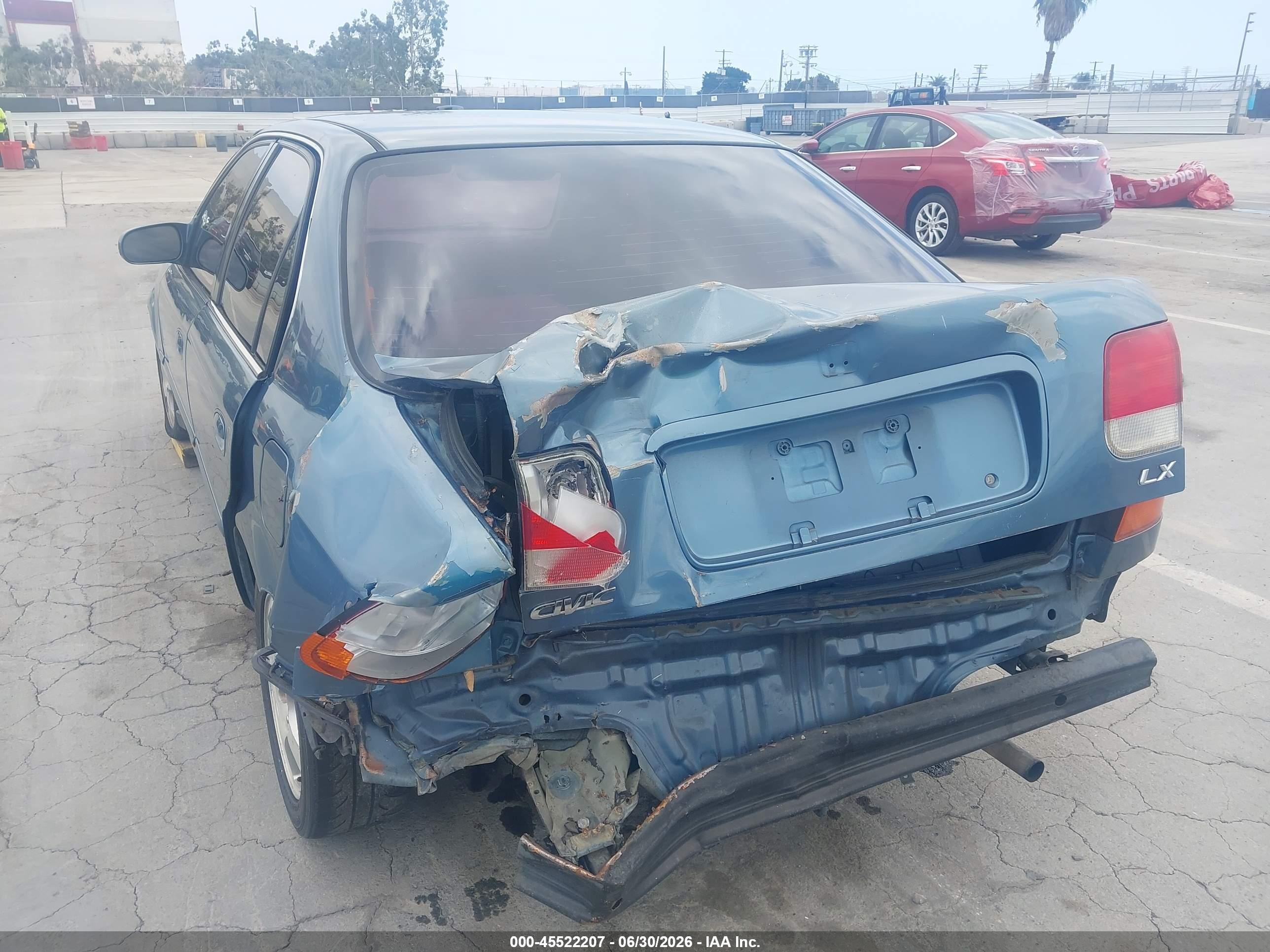 1998 Honda Civic Lx Blue vin: 2HGEJ6577WH500982