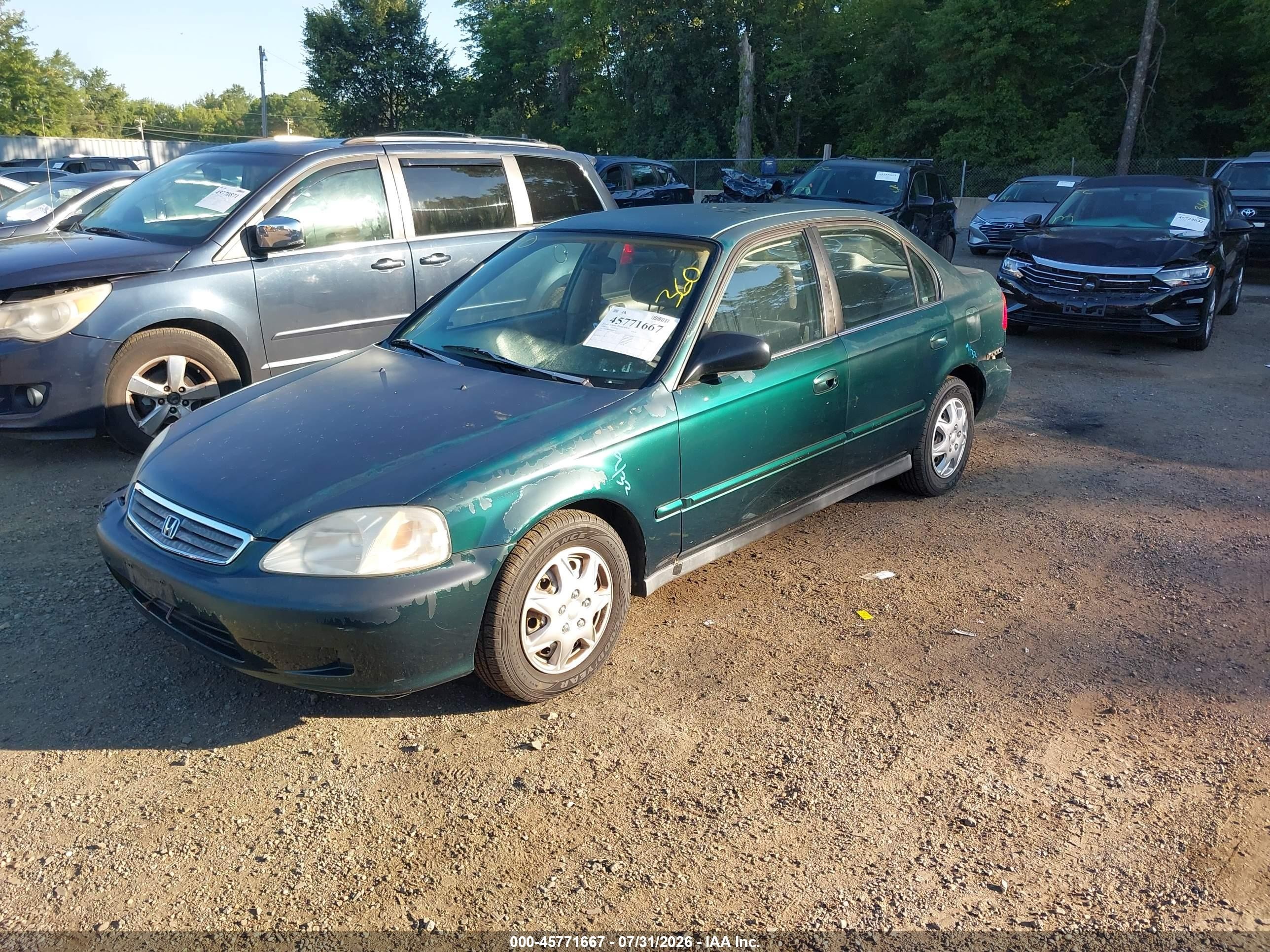 1999 Honda Civic Value Package Зеленый vin: 2HGEJ6610XH581061