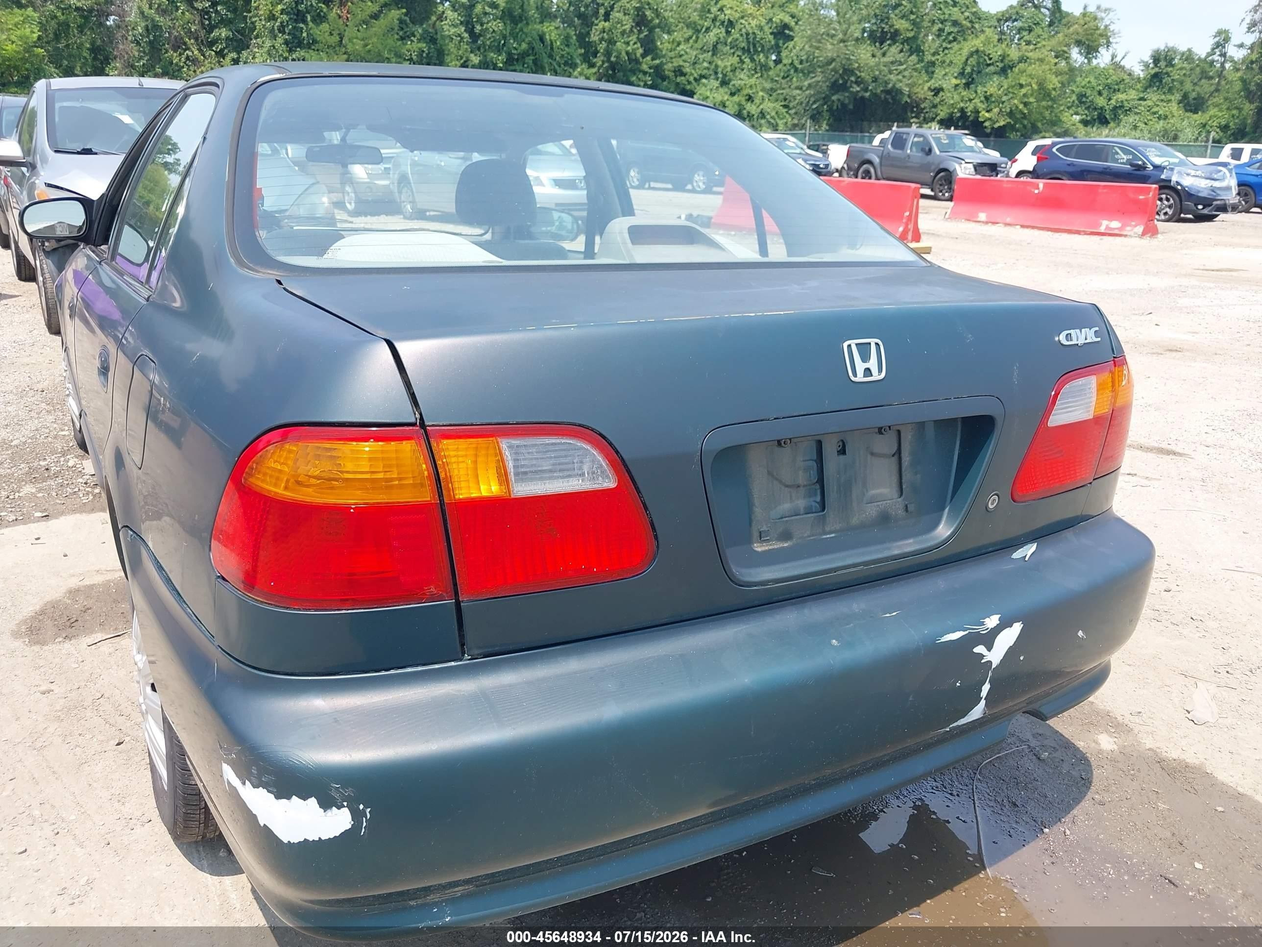 1999 Honda Civic Value Package Green vin: 2HGEJ6612XH537627