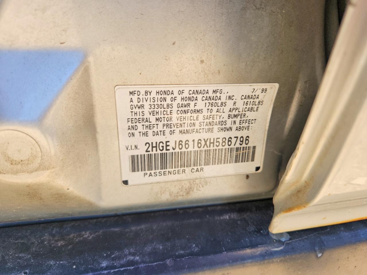 1999 Honda Civic Base Silver vin: 2HGEJ6616XH586796