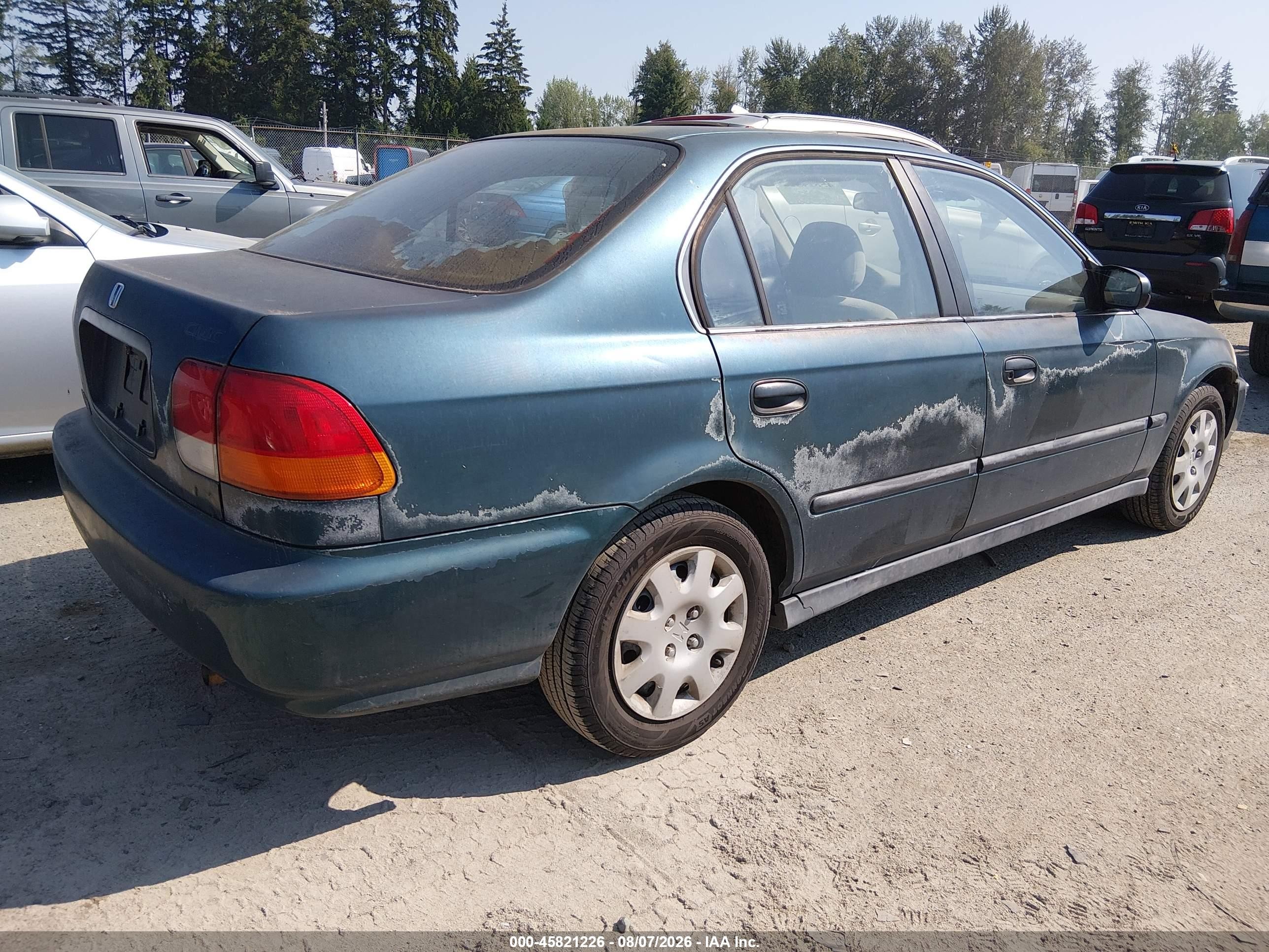 1998 Honda Civic Lx Green vin: 2HGEJ6670WH571827