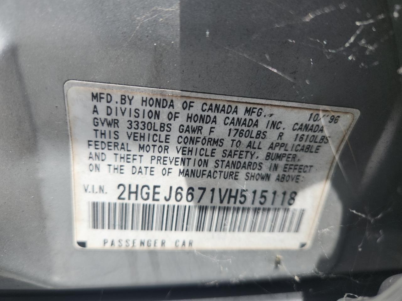 1997 Honda Civic Lx Silver vin: 2HGEJ6671VH515118