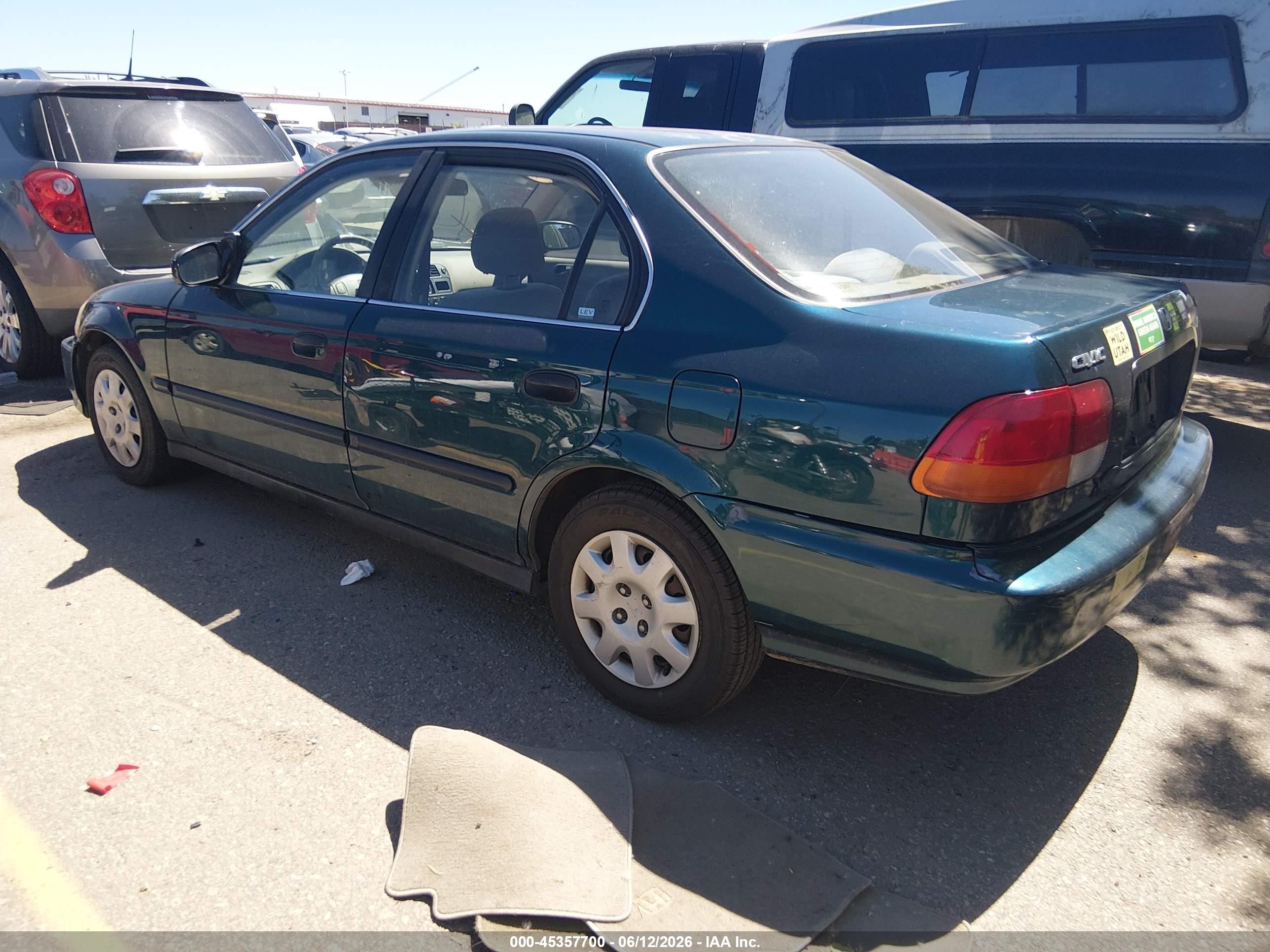1998 Honda Civic Lx Teal vin: 2HGEJ6671WH523172