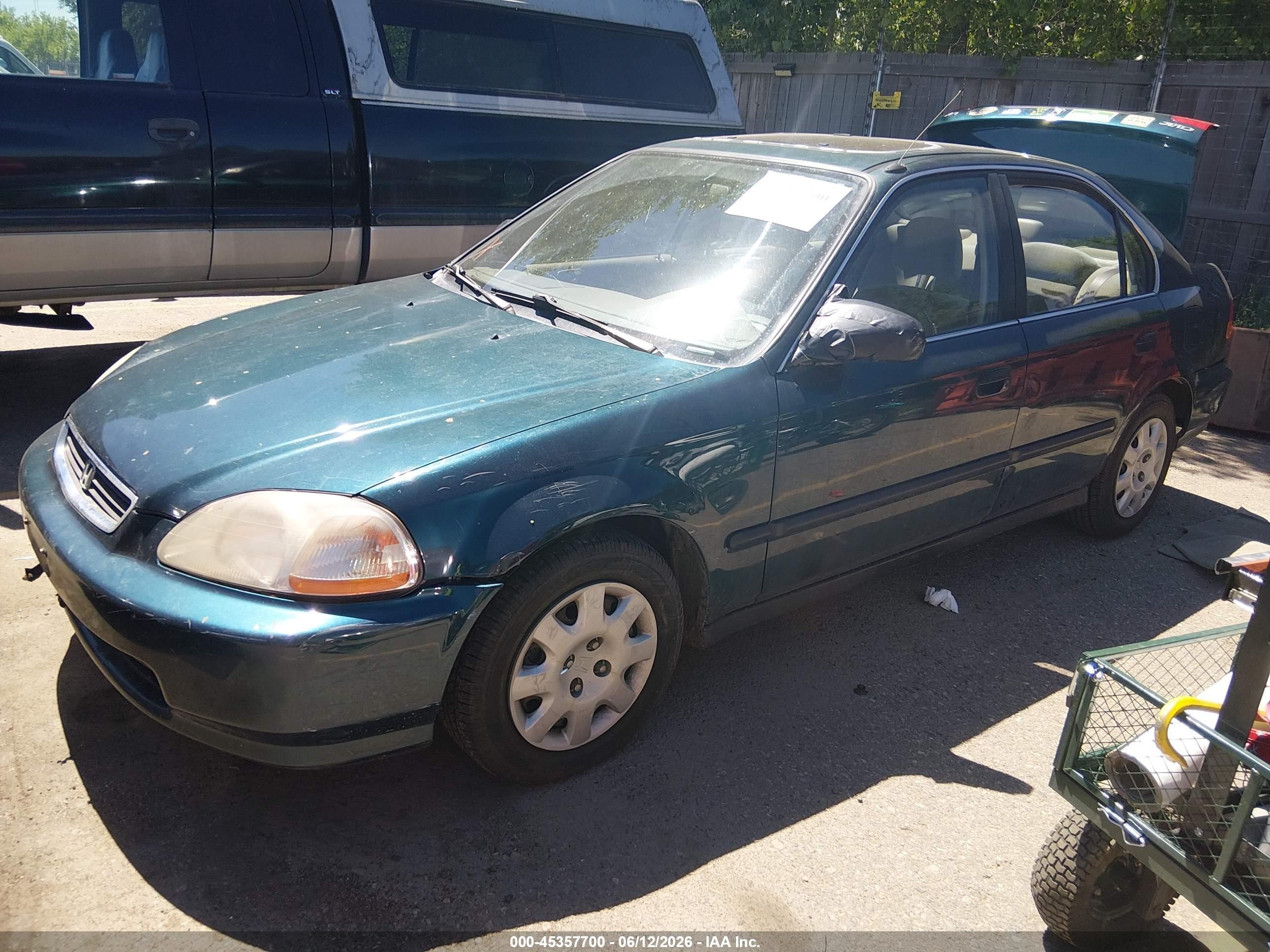1998 Honda Civic Lx Teal vin: 2HGEJ6671WH523172