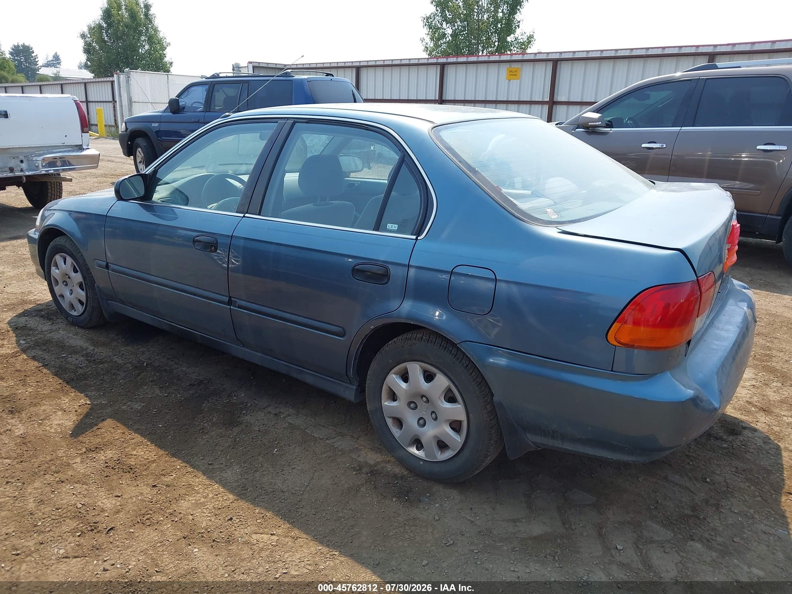 1998 Honda Civic Lx Blue vin: 2HGEJ6672WH533886