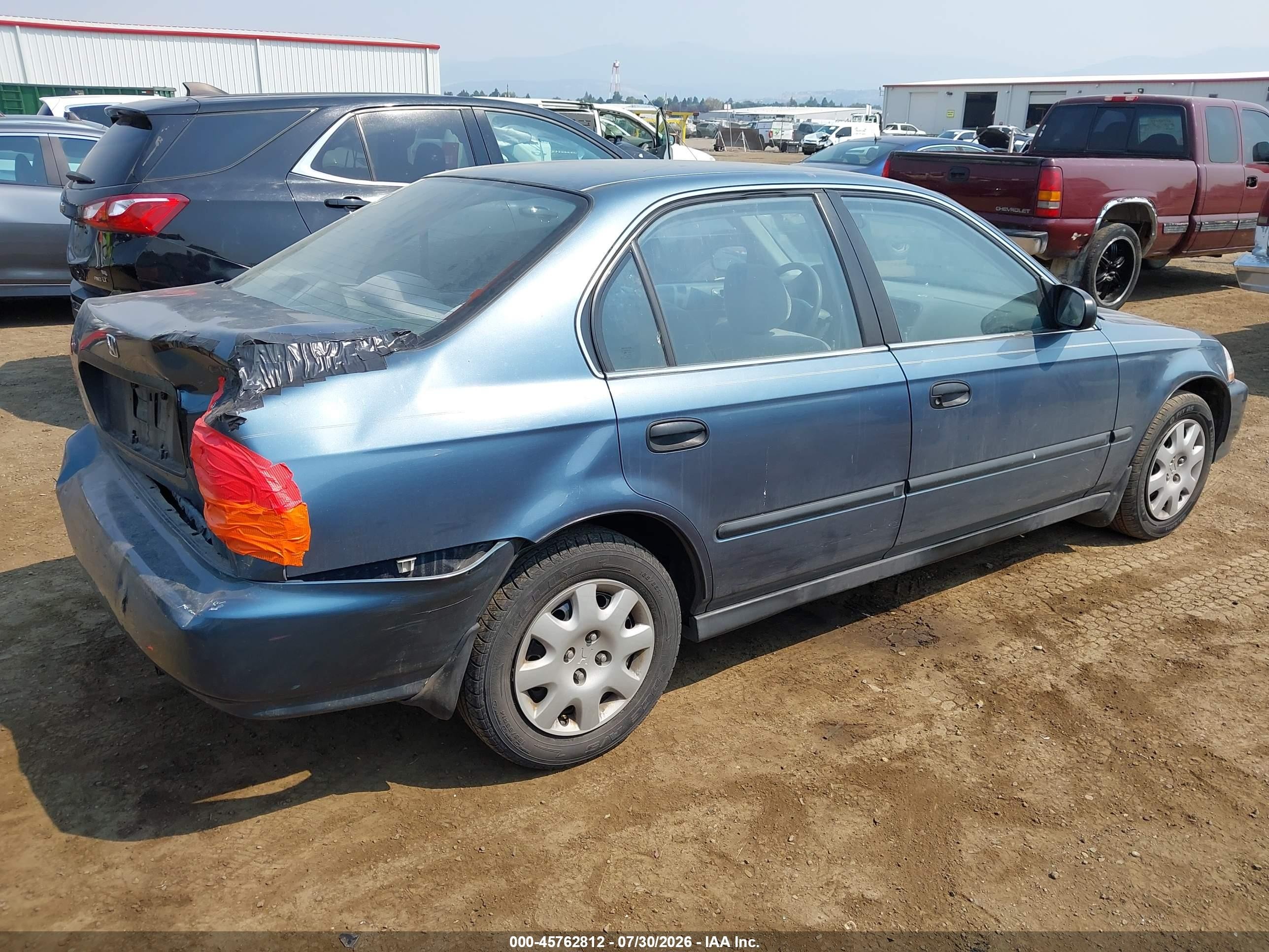 1998 Honda Civic Lx Blue vin: 2HGEJ6672WH533886