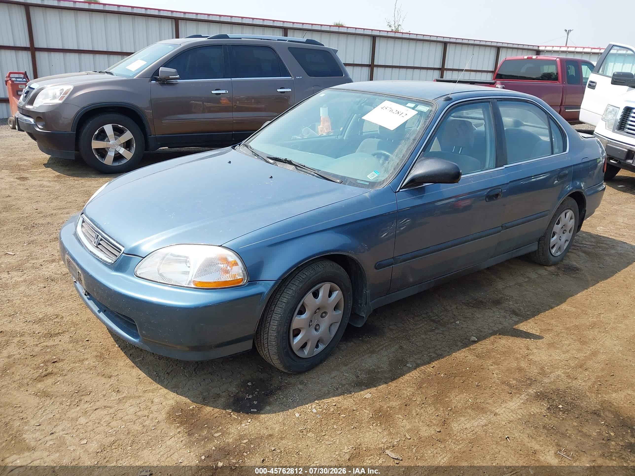 1998 Honda Civic Lx Blue vin: 2HGEJ6672WH533886