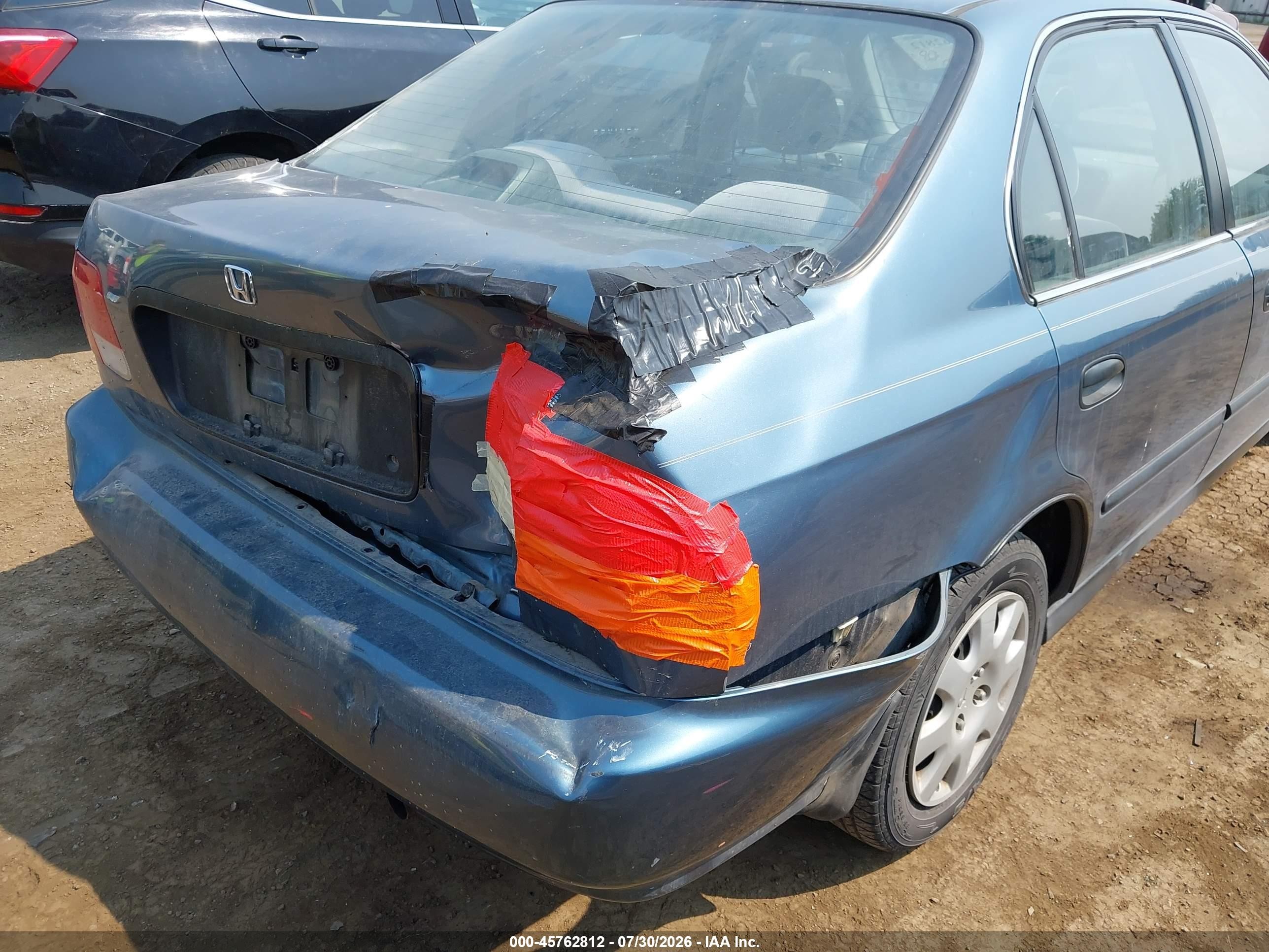1998 Honda Civic Lx Blue vin: 2HGEJ6672WH533886