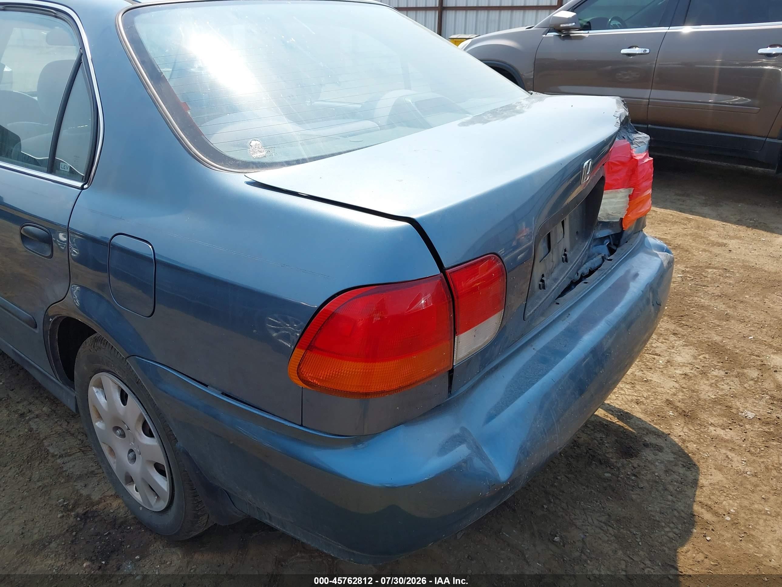 1998 Honda Civic Lx Blue vin: 2HGEJ6672WH533886