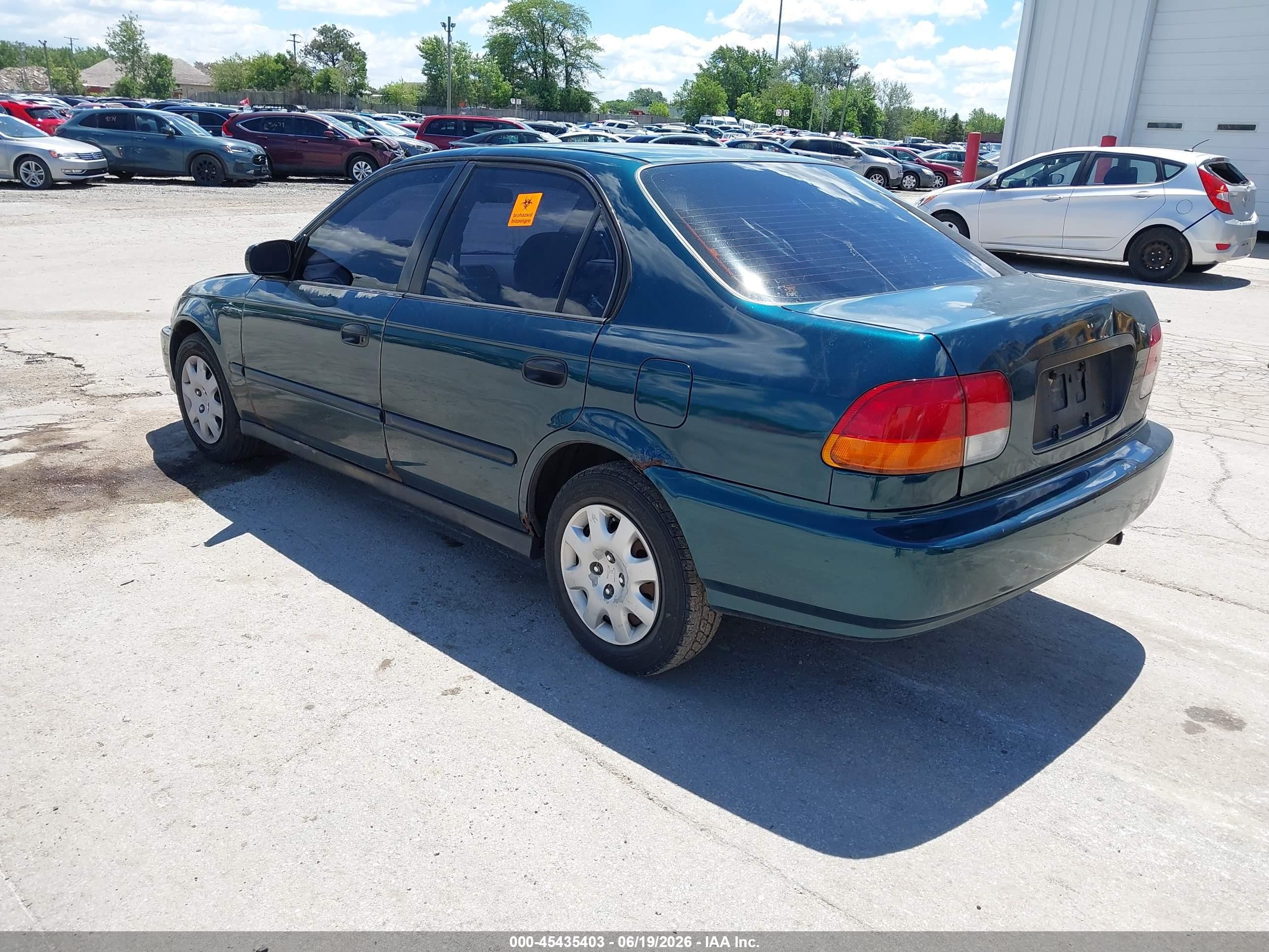 1998 Honda Civic Lx Green vin: 2HGEJ6674WH561706
