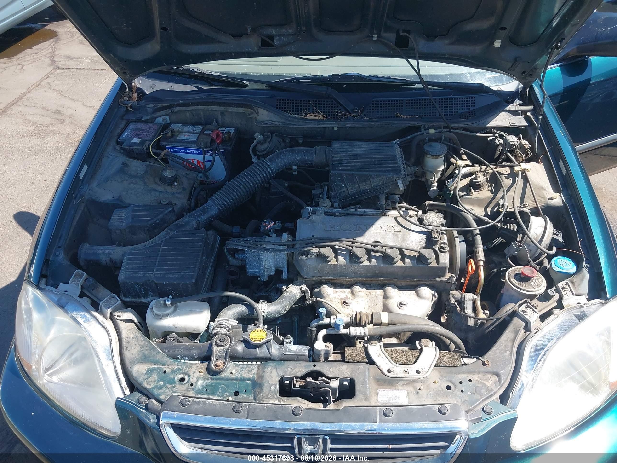 1998 Honda Civic Lx Green vin: 2HGEJ6674WH630393