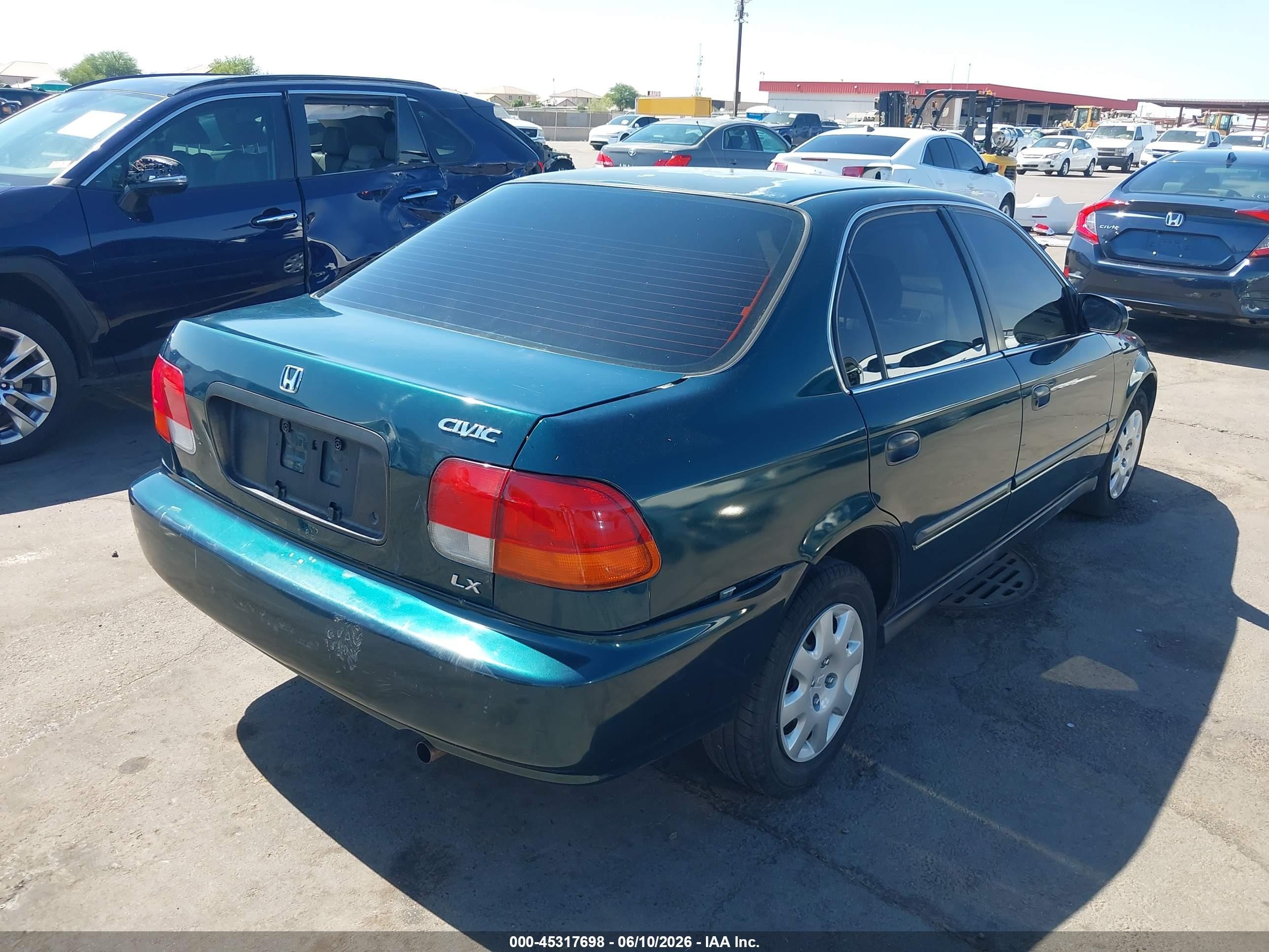 1998 Honda Civic Lx Green vin: 2HGEJ6674WH630393